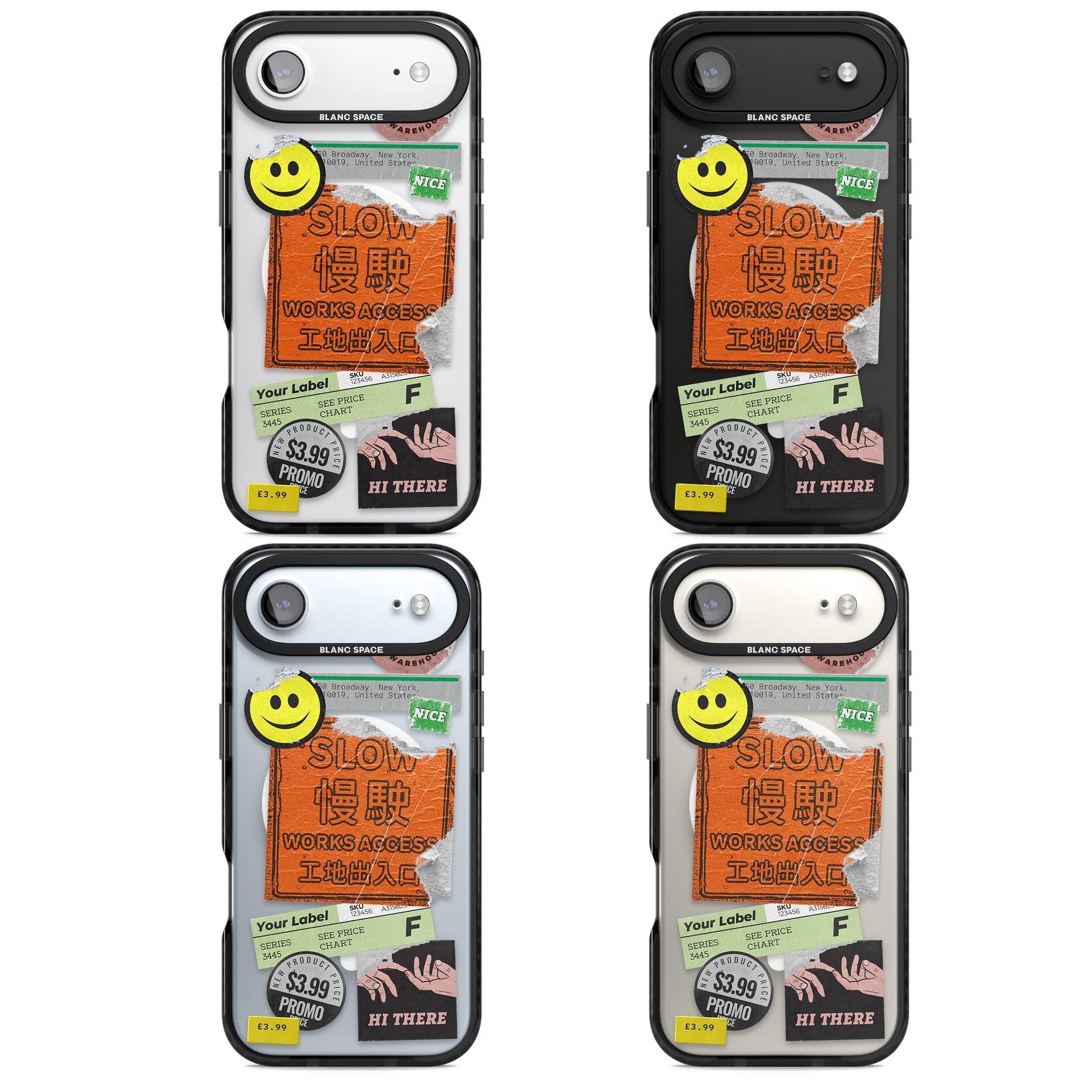 Kanji Signs Sticker Mix iPhone 17 Air Impact Pro Black Phone Case APT Impact Protection