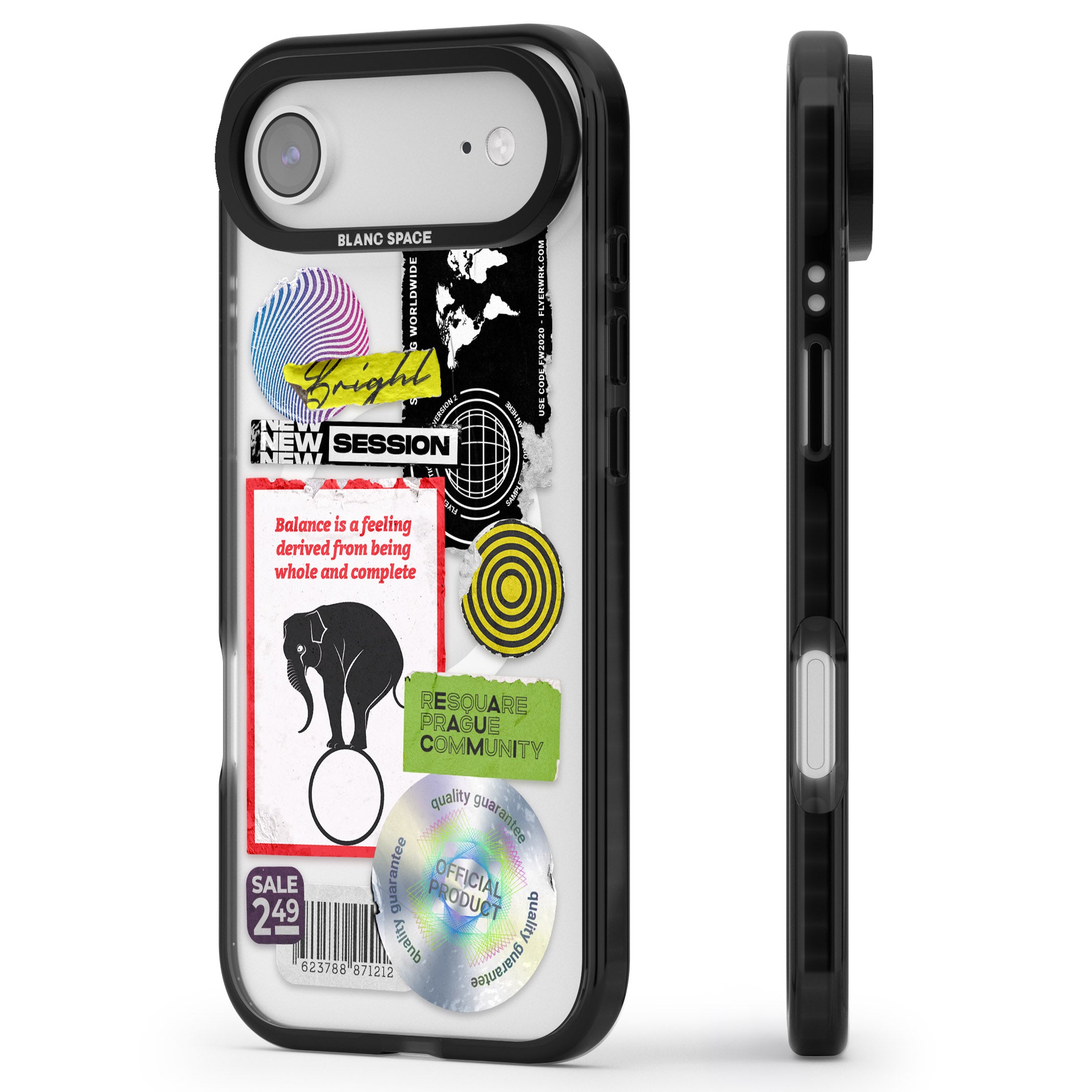 Peeled Sticker Mix iPhone 17 Air Impact Pro Black Phone Case Side Profile