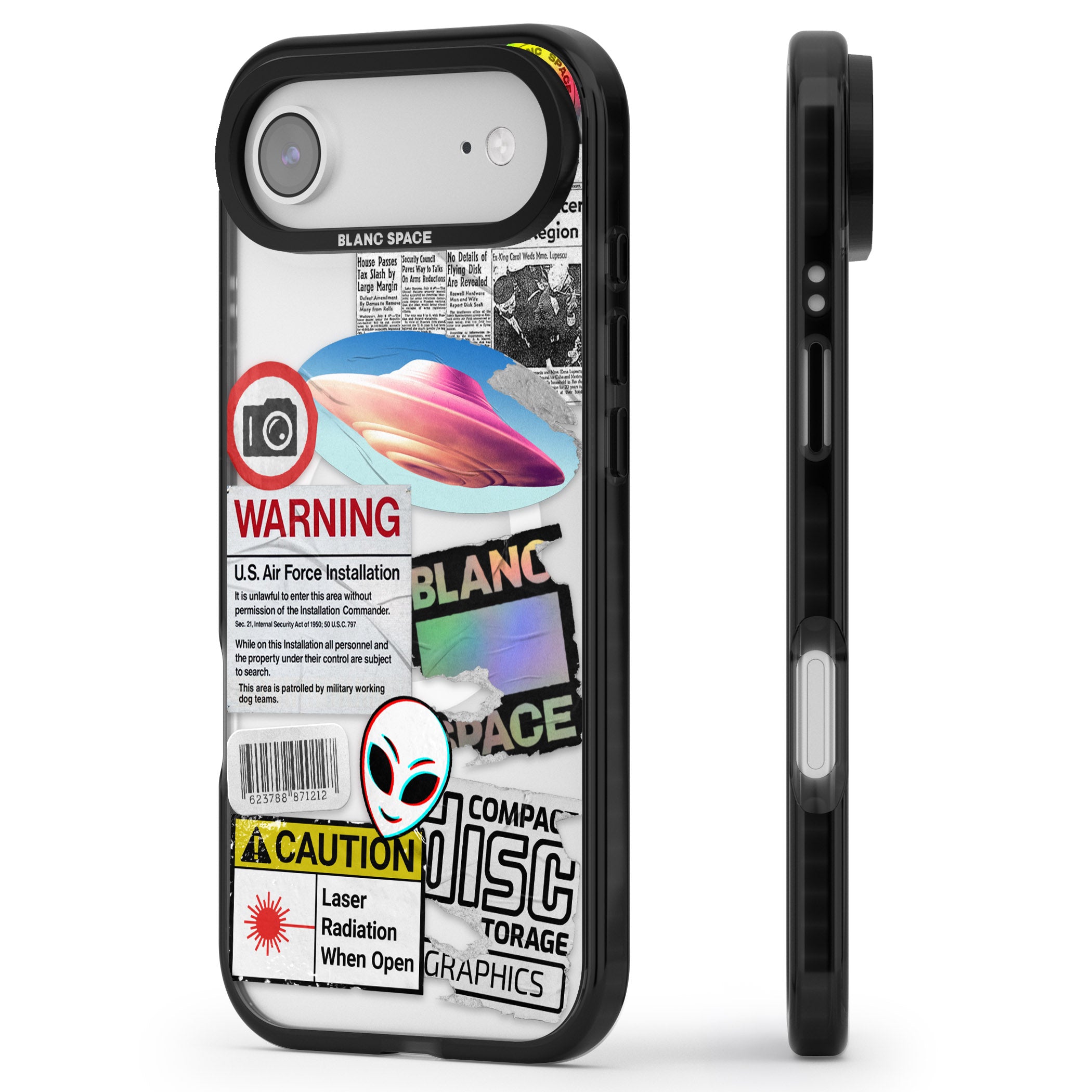 Cosmic Encounters iPhone 17 Air Impact Pro Black Phone Case Side Profile