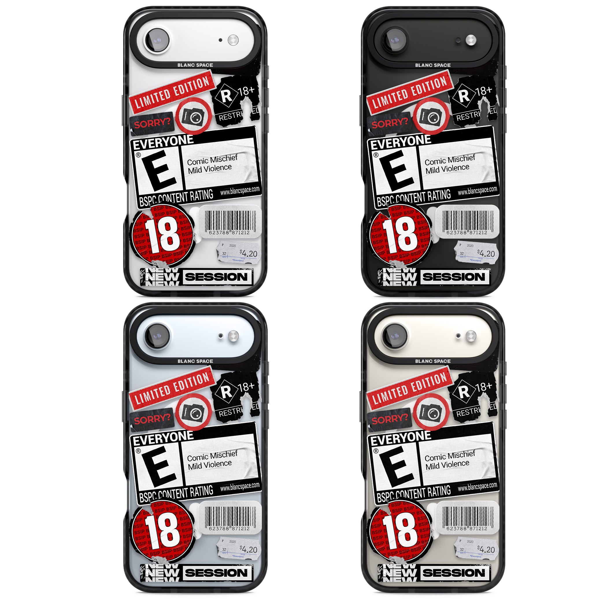 Rated 18+ Sticker Mix iPhone 17 Air Impact Pro Black Phone Case APT Impact Protection