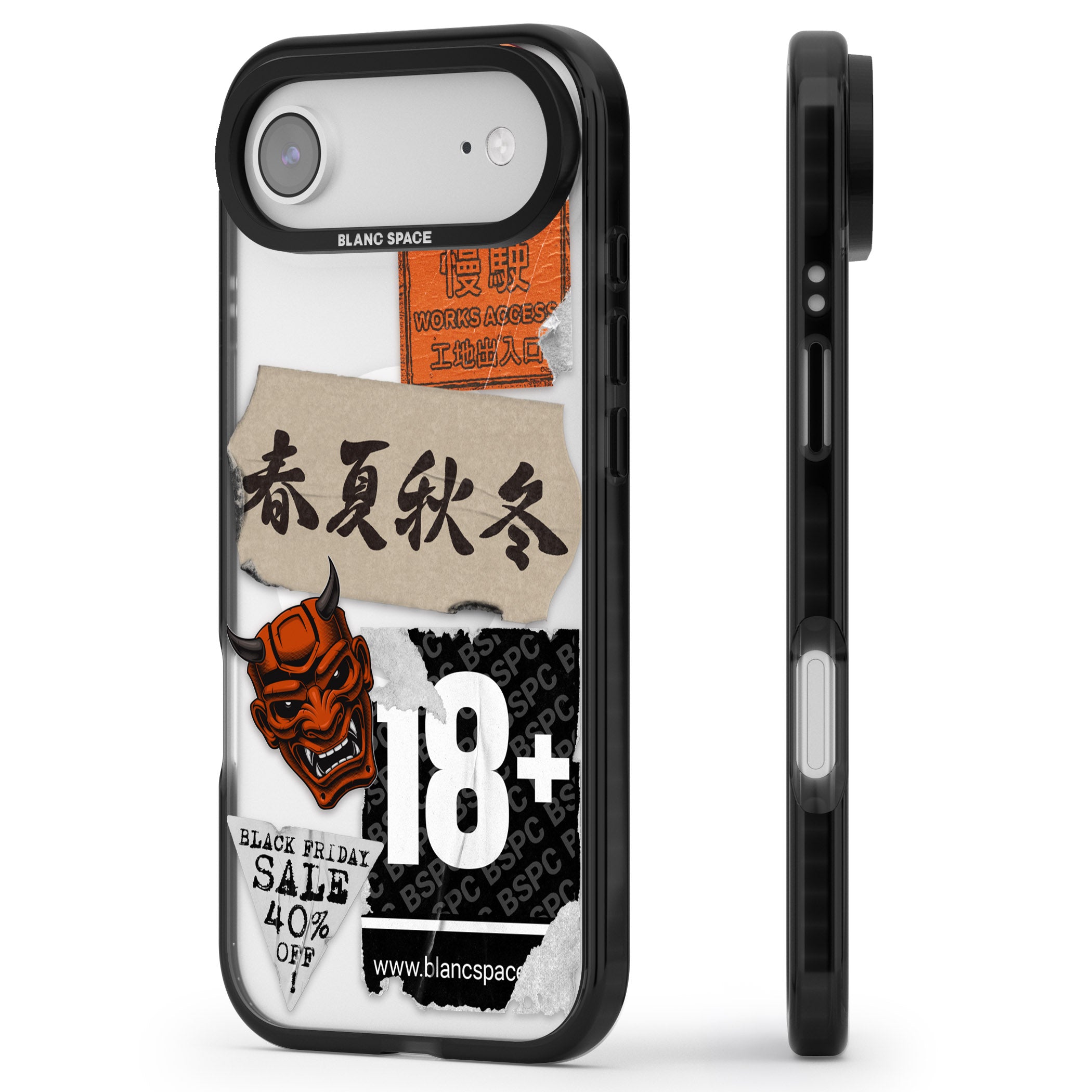 Asian Sticker Mix iPhone 17 Air Impact Pro Black Phone Case Side Profile