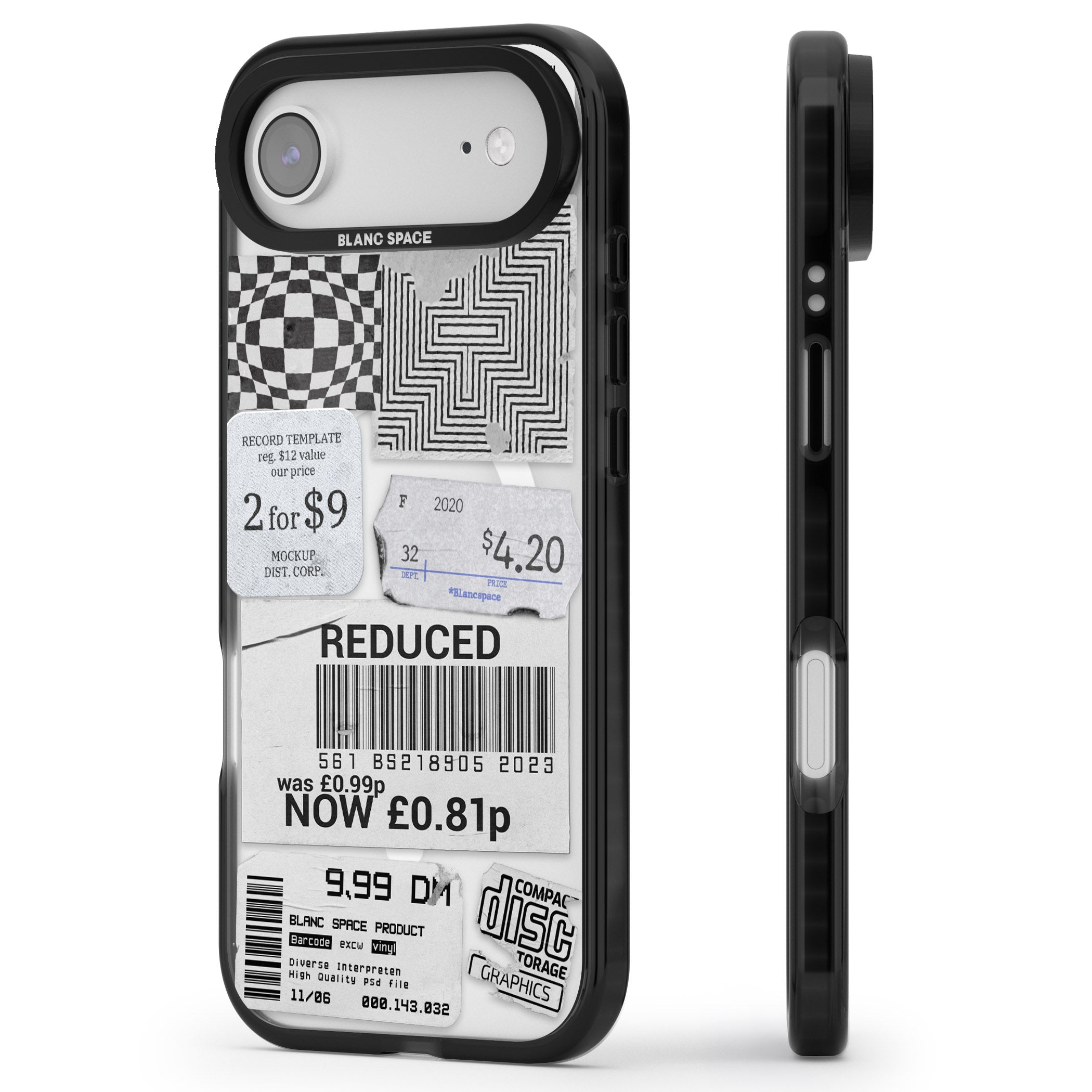 White Sticker Mix iPhone 17 Air Impact Pro Black Phone Case Side Profile