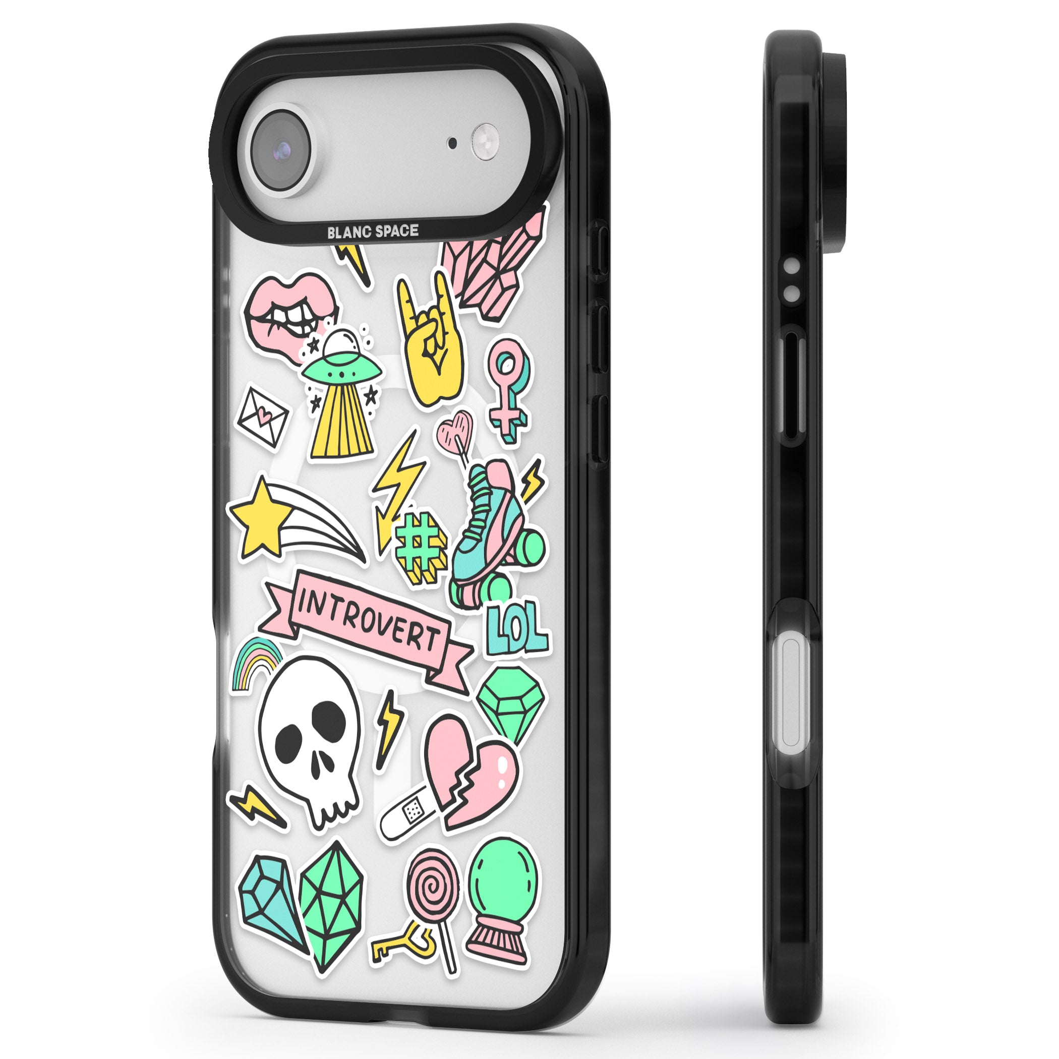 Introvert Sticker iPhone 17 Air Impact Pro Black Phone Case Side Profile