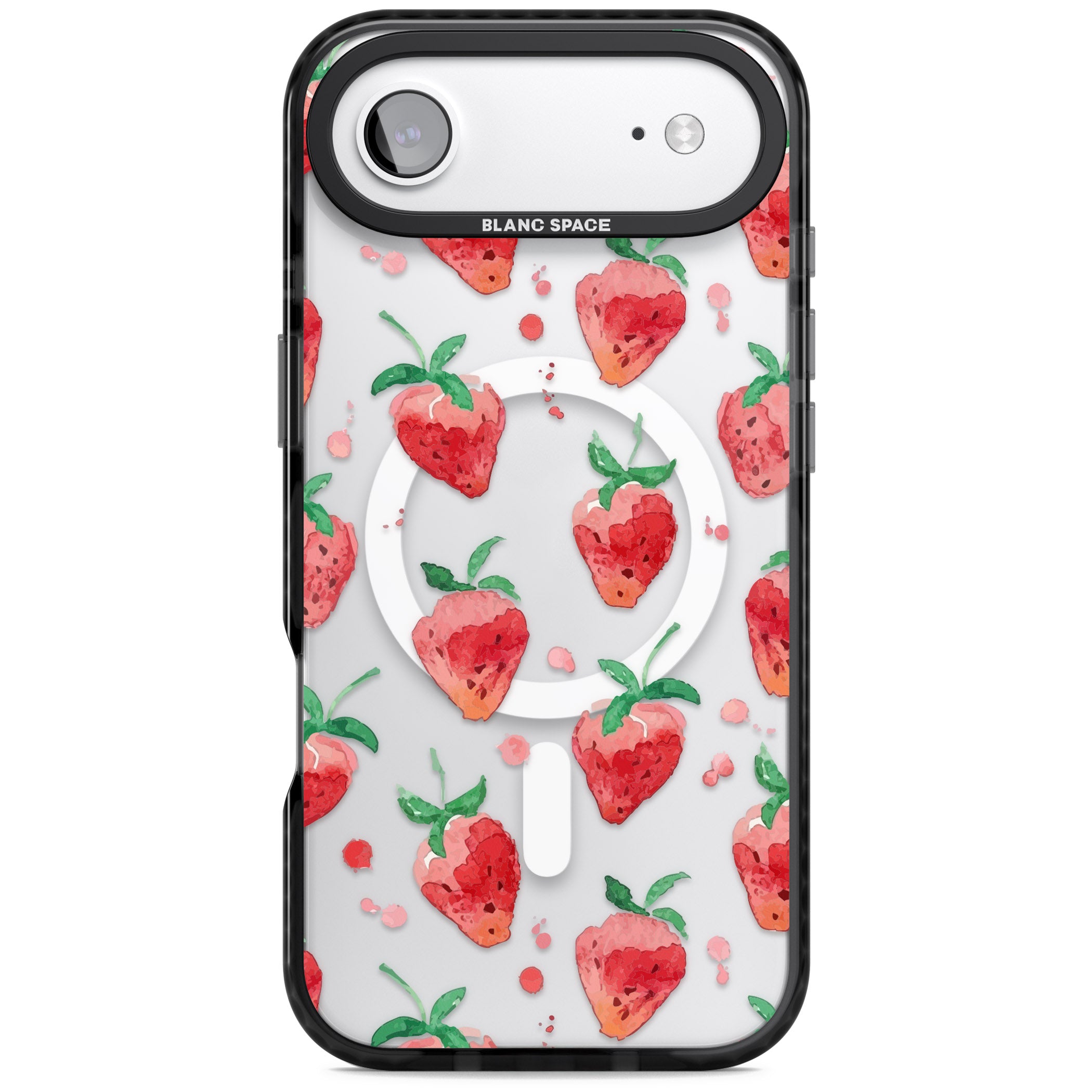 Strawberry Watercolour iPhone 17 Air Impact Pro Black Phone Case