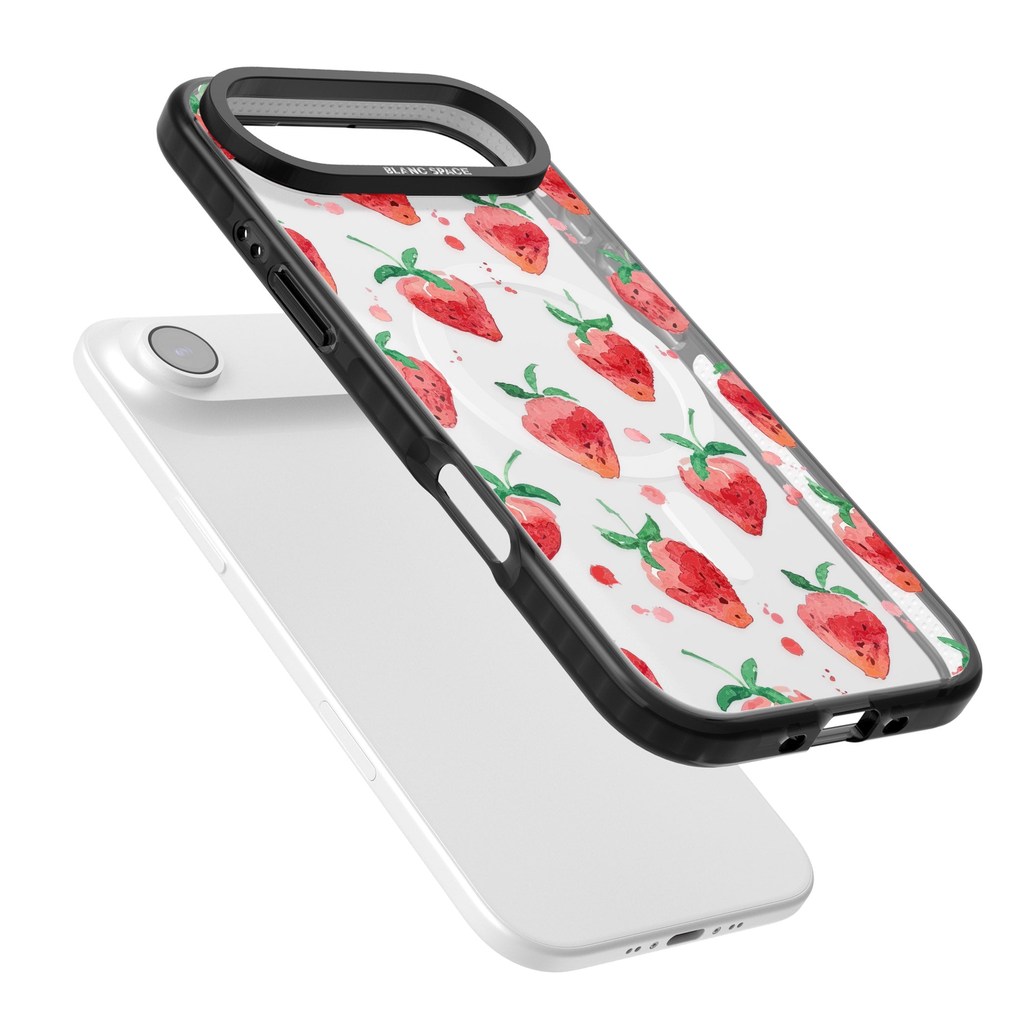 Strawberry Watercolour iPhone 17 Air Impact Pro Black Phone Case Colours