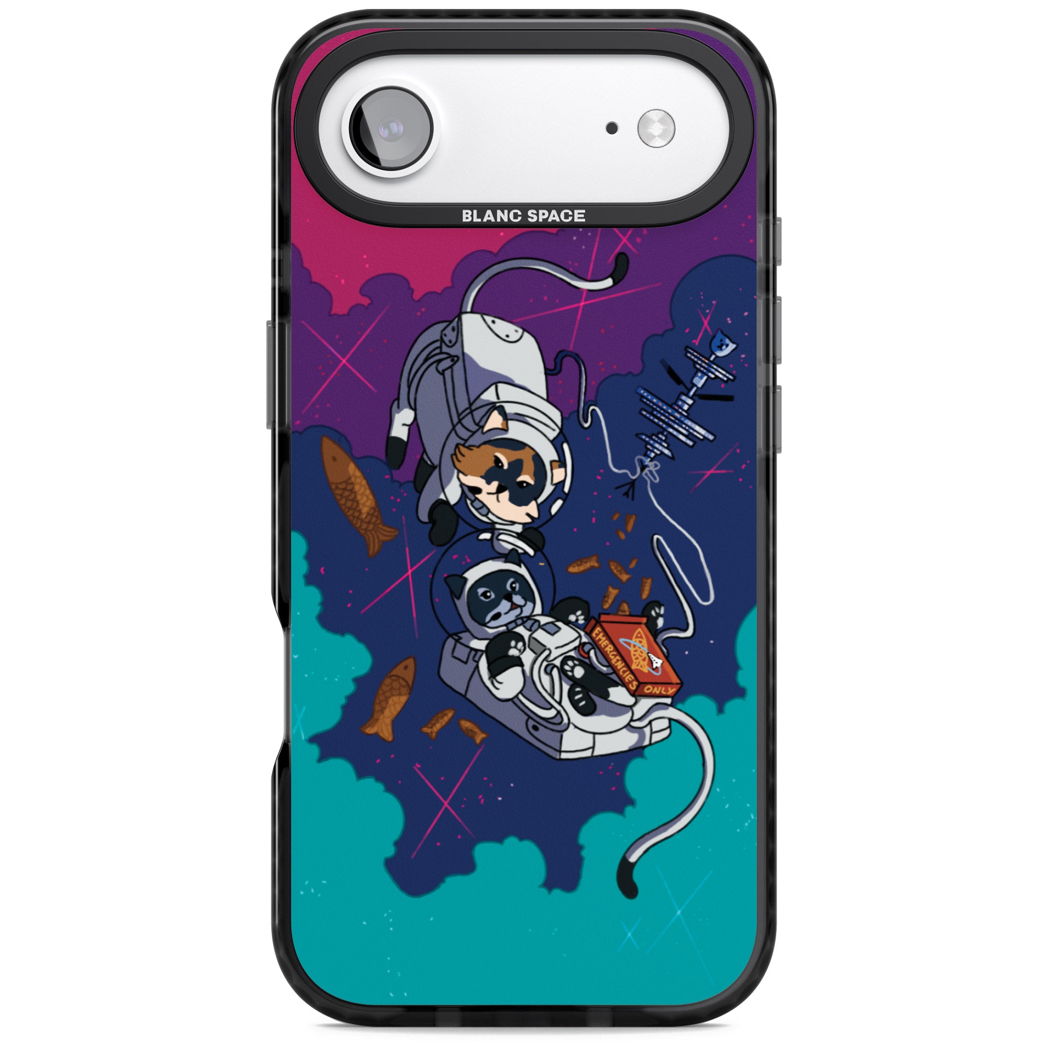 Cats In Space iPhone 17 Air Impact Pro Black Phone Case