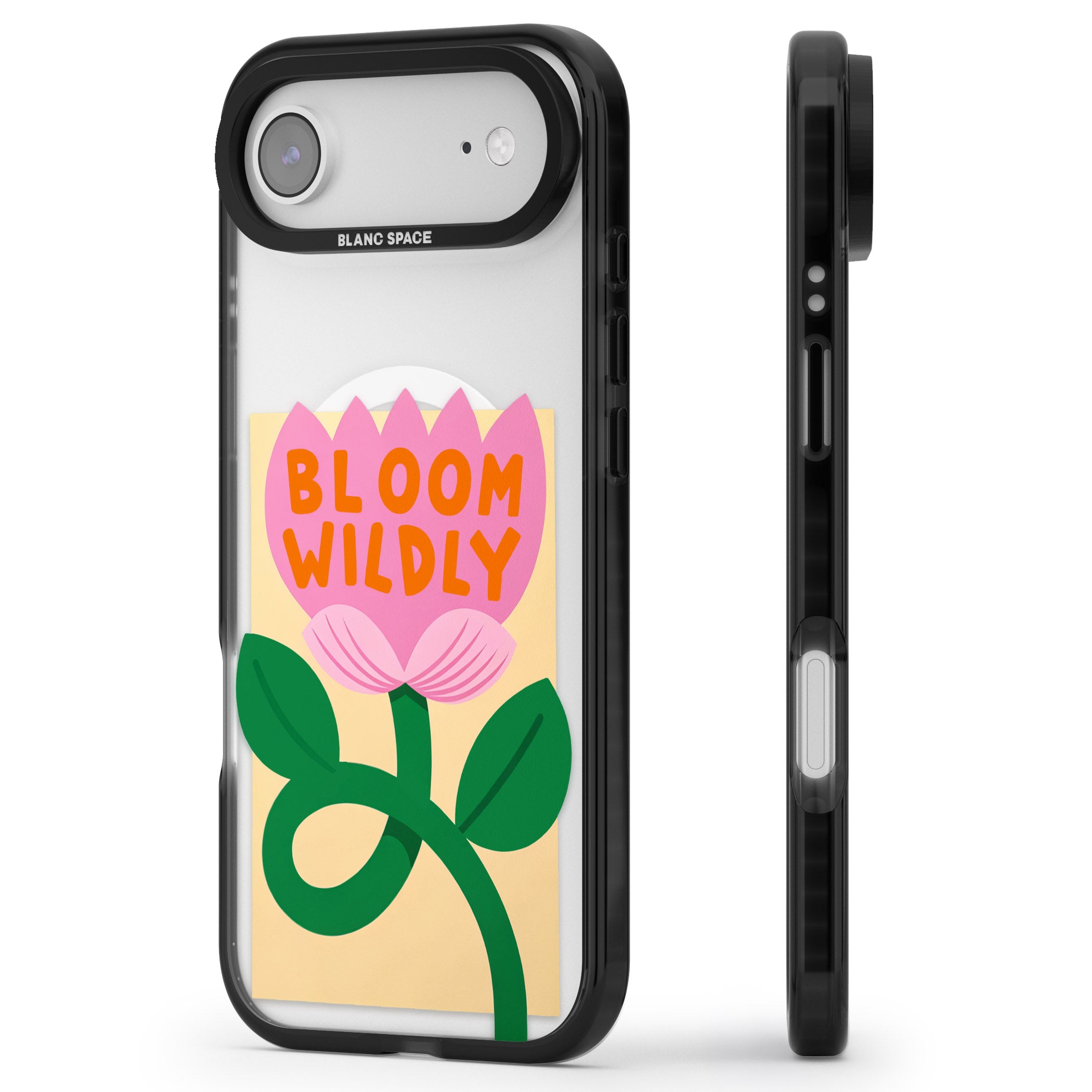 Bloom Wildly iPhone 17 Air Impact Pro Black Phone Case Side Profile