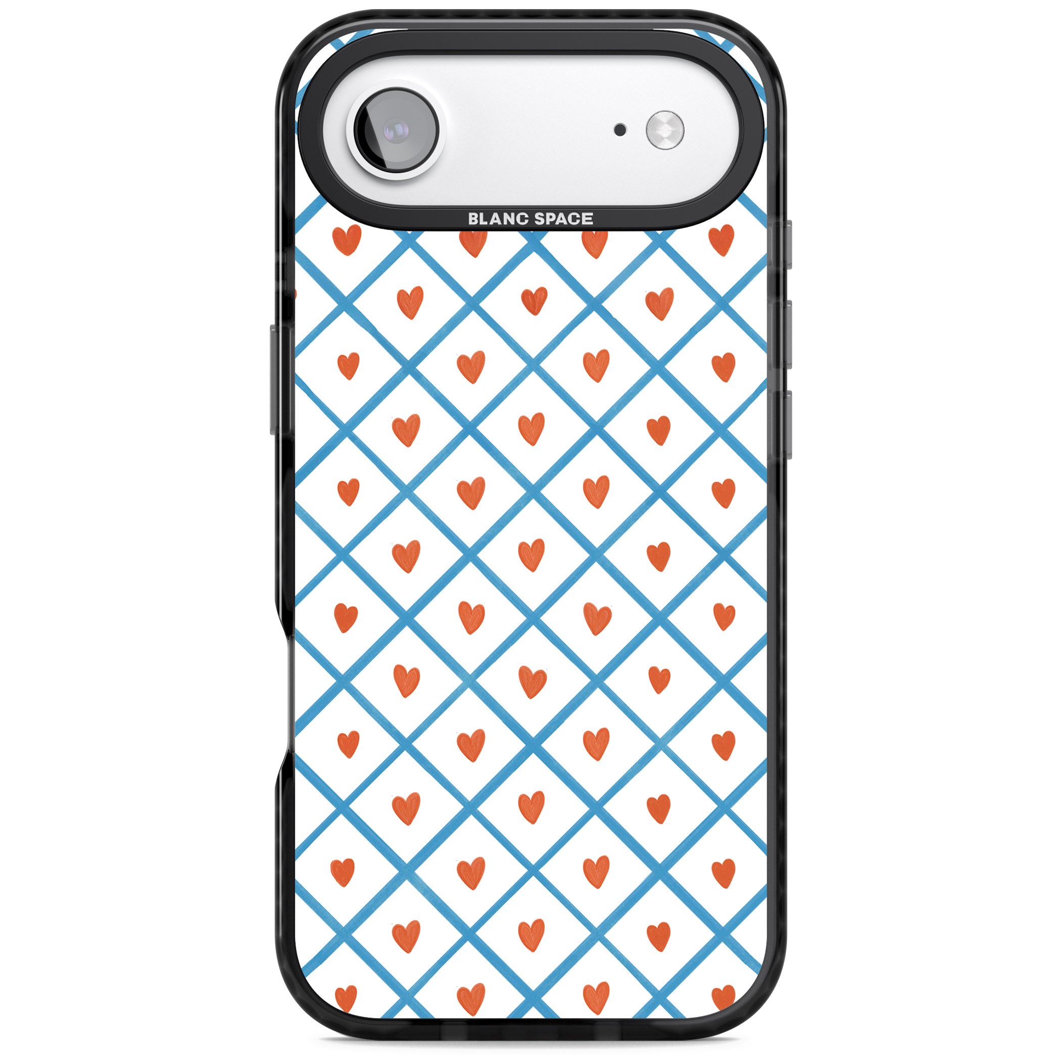 Lattice Love Hearts iPhone 17 Air Impact Pro Black Phone Case