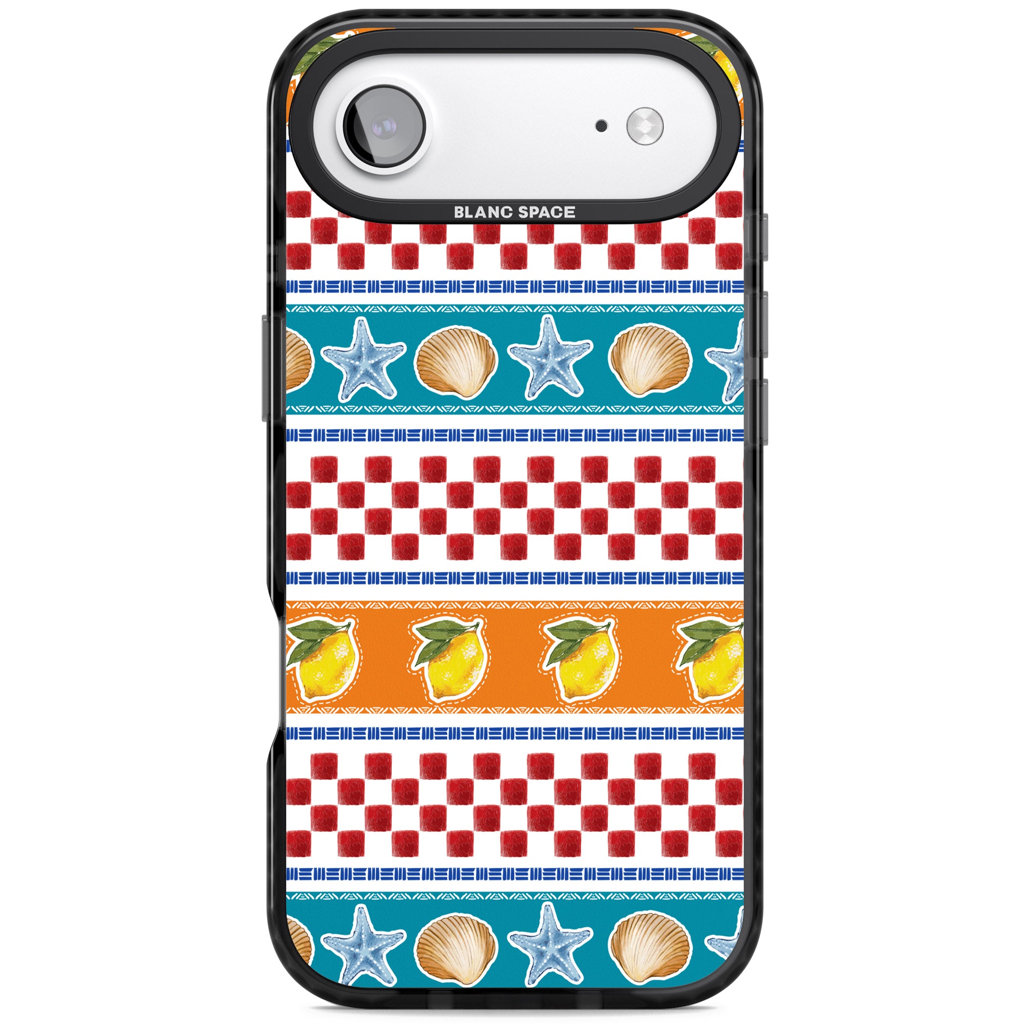 Coastal Italian Check Pattern iPhone 17 Air Impact Pro Black Phone Case