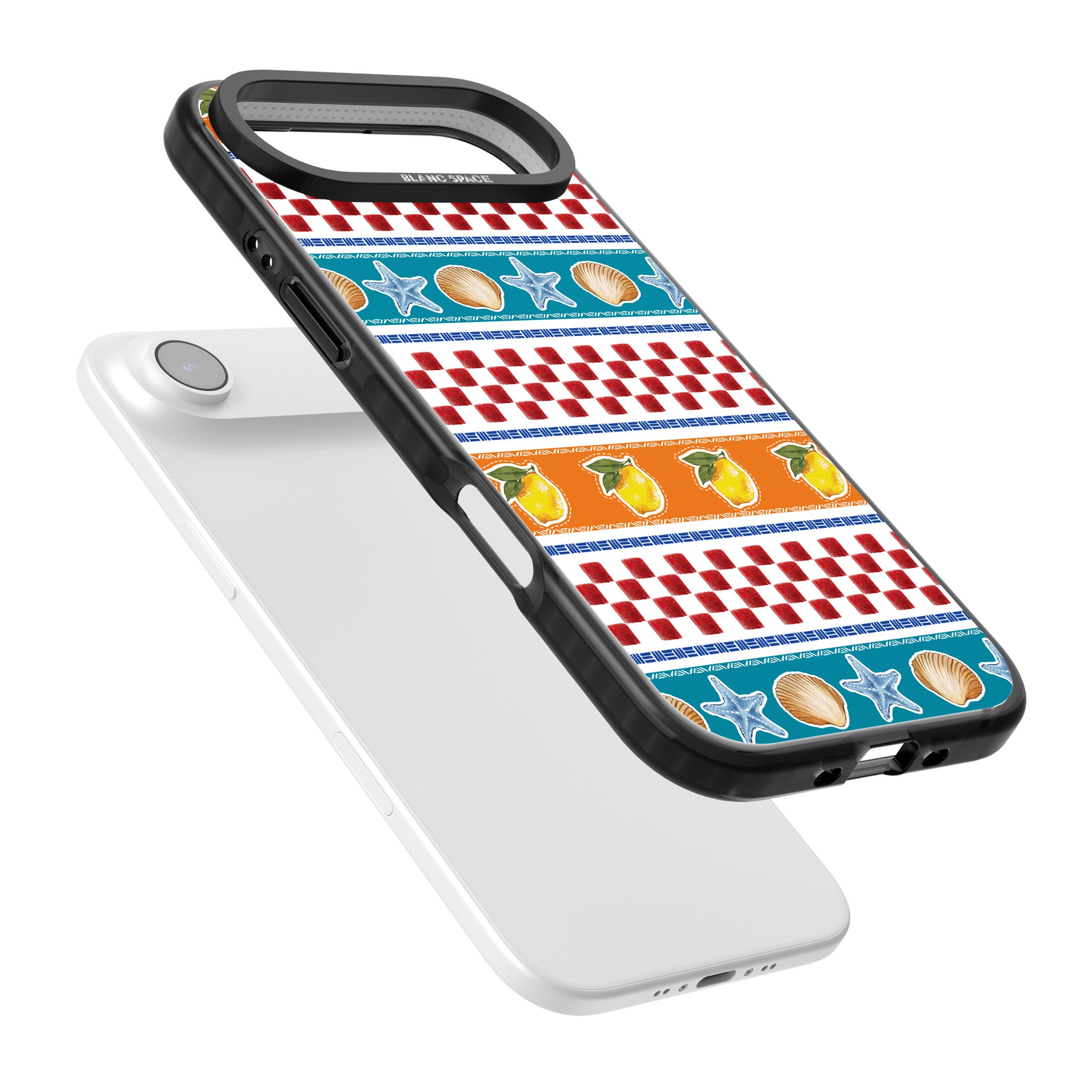Coastal Italian Check Pattern iPhone 17 Air Impact Pro Black Phone Case Colours
