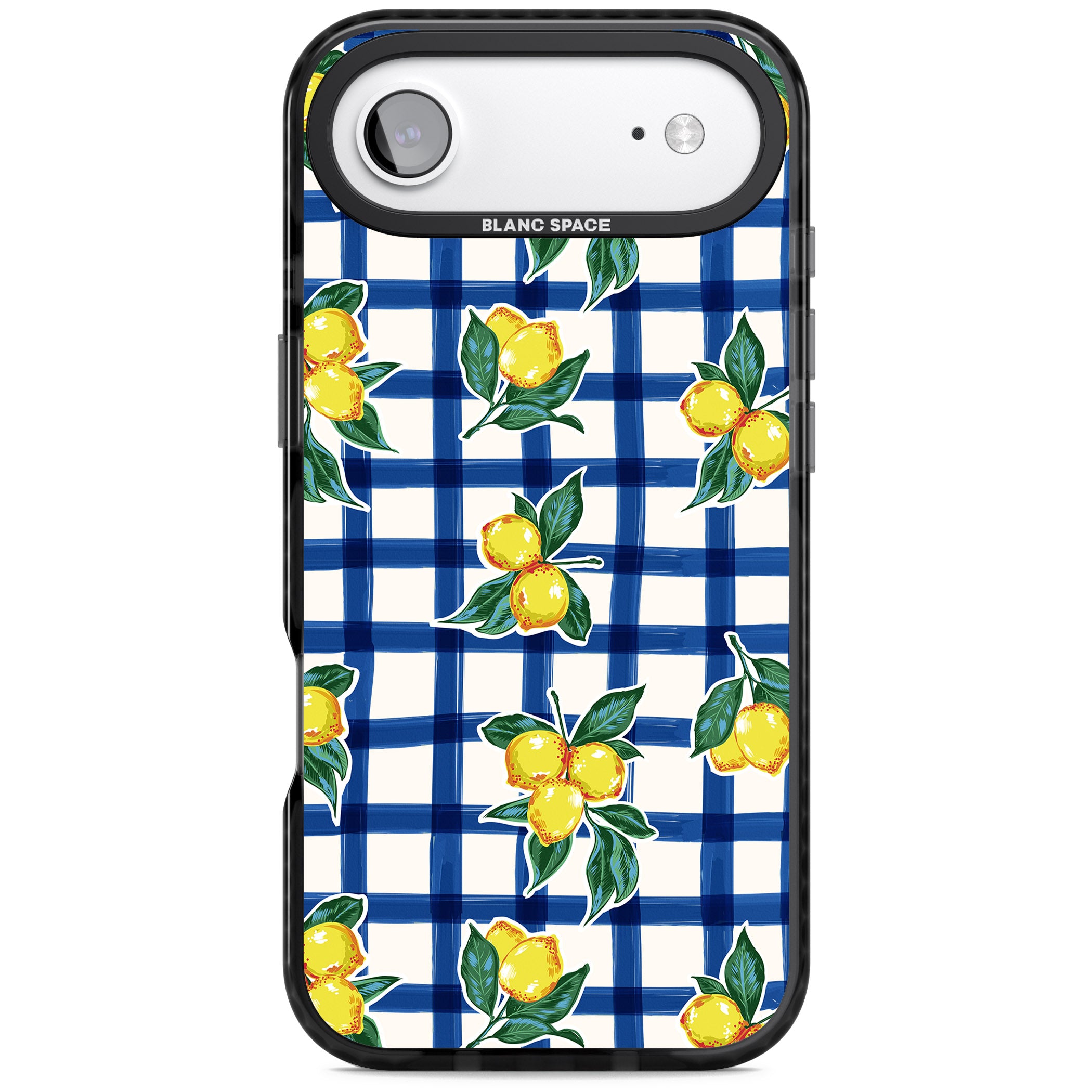 Lemon Gingham iPhone 17 Air Impact Pro Black Phone Case