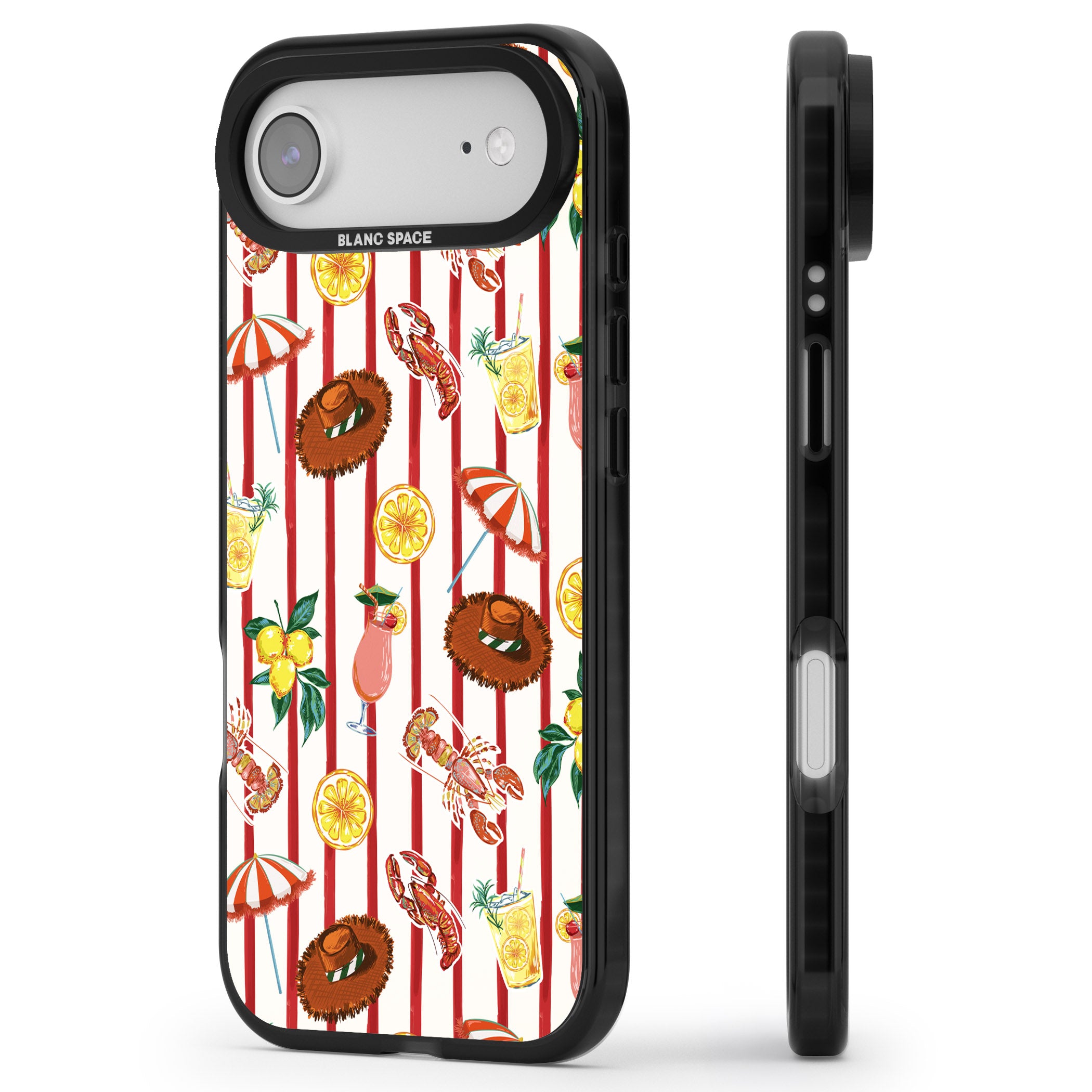 Italian Beach Pattern iPhone 17 Air Impact Pro Black Phone Case Side Profile