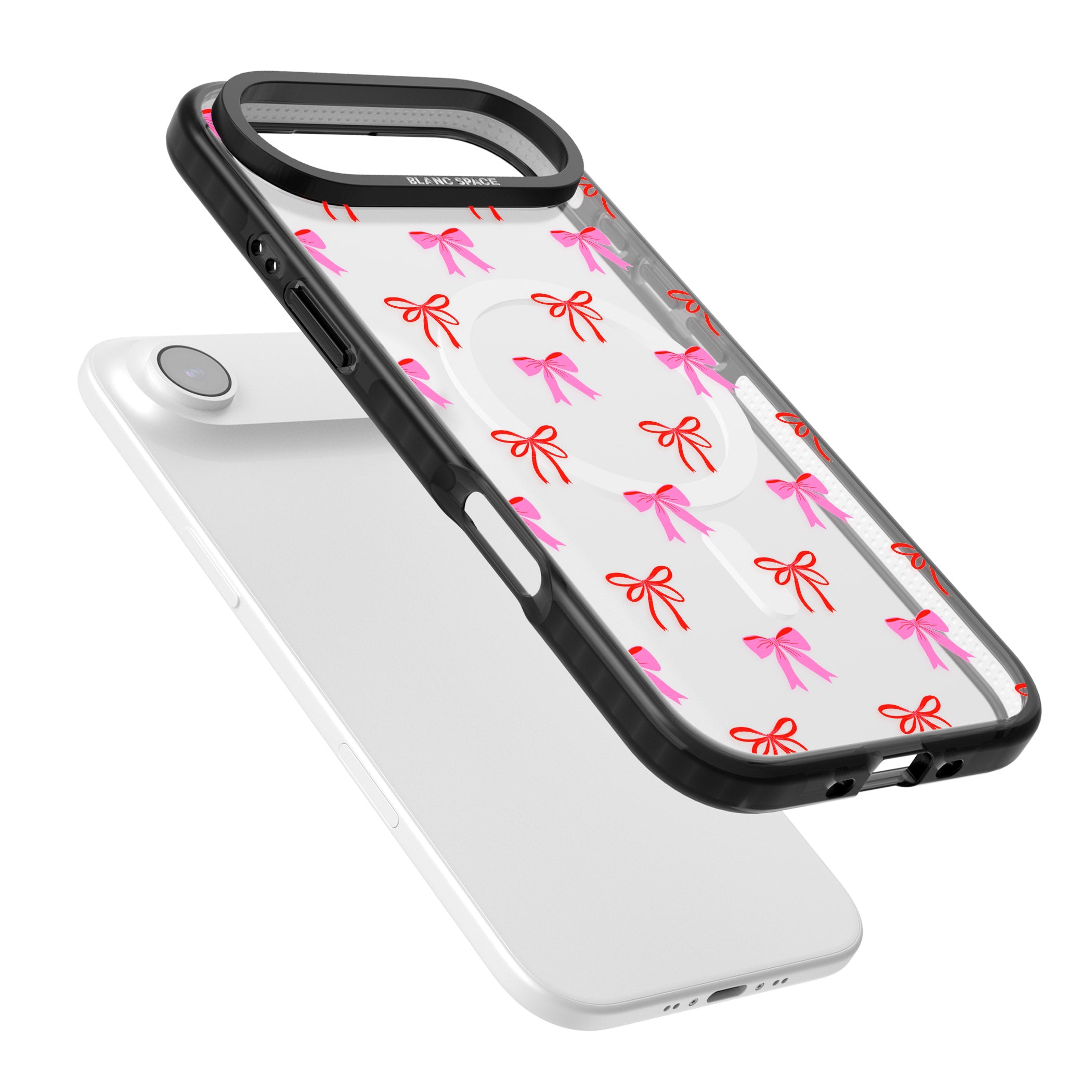 Cute Bow Pattern iPhone 17 Air Impact Pro Black Phone Case Colours