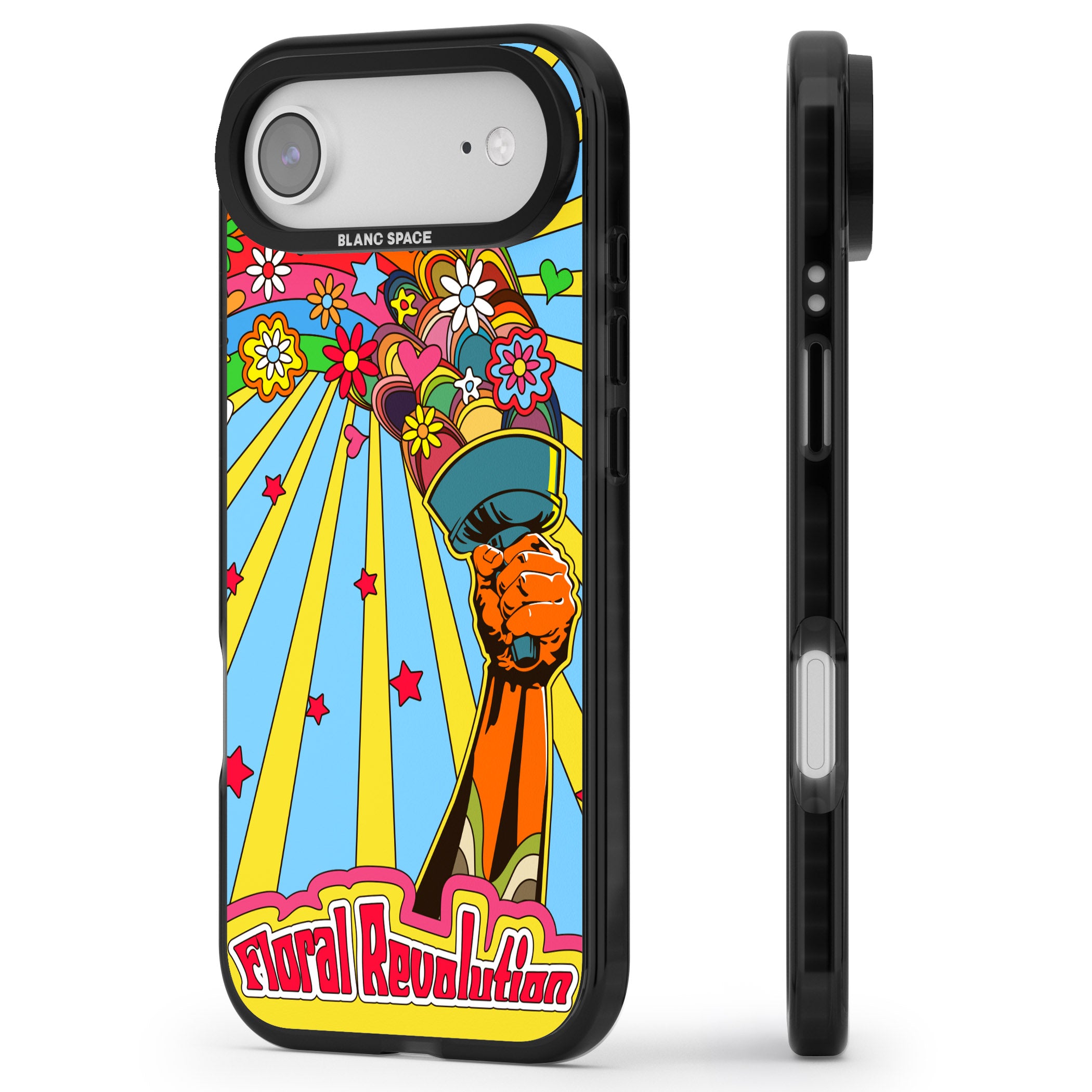 Floral Revolution iPhone 17 Air Impact Pro Black Phone Case Side Profile
