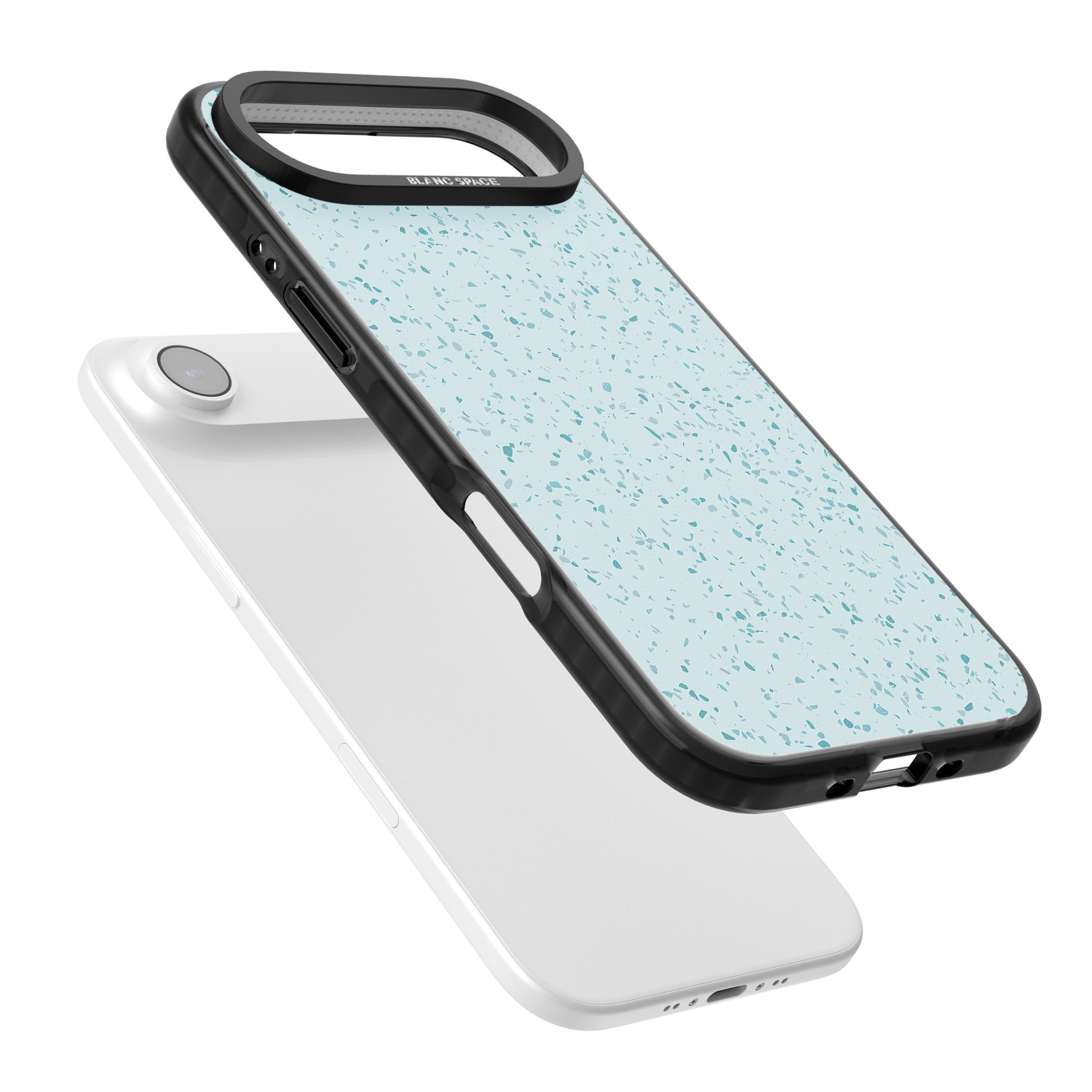 Light Blue Terrazzo Pattern iPhone 17 Air Impact Pro Black Phone Case Colours