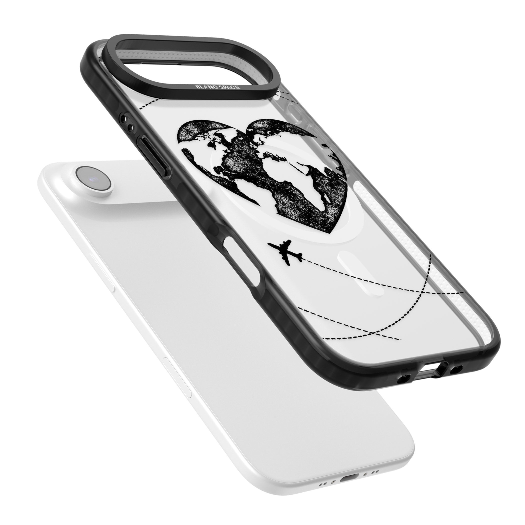 Globe Heart iPhone 17 Air Impact Pro Black Phone Case Colours
