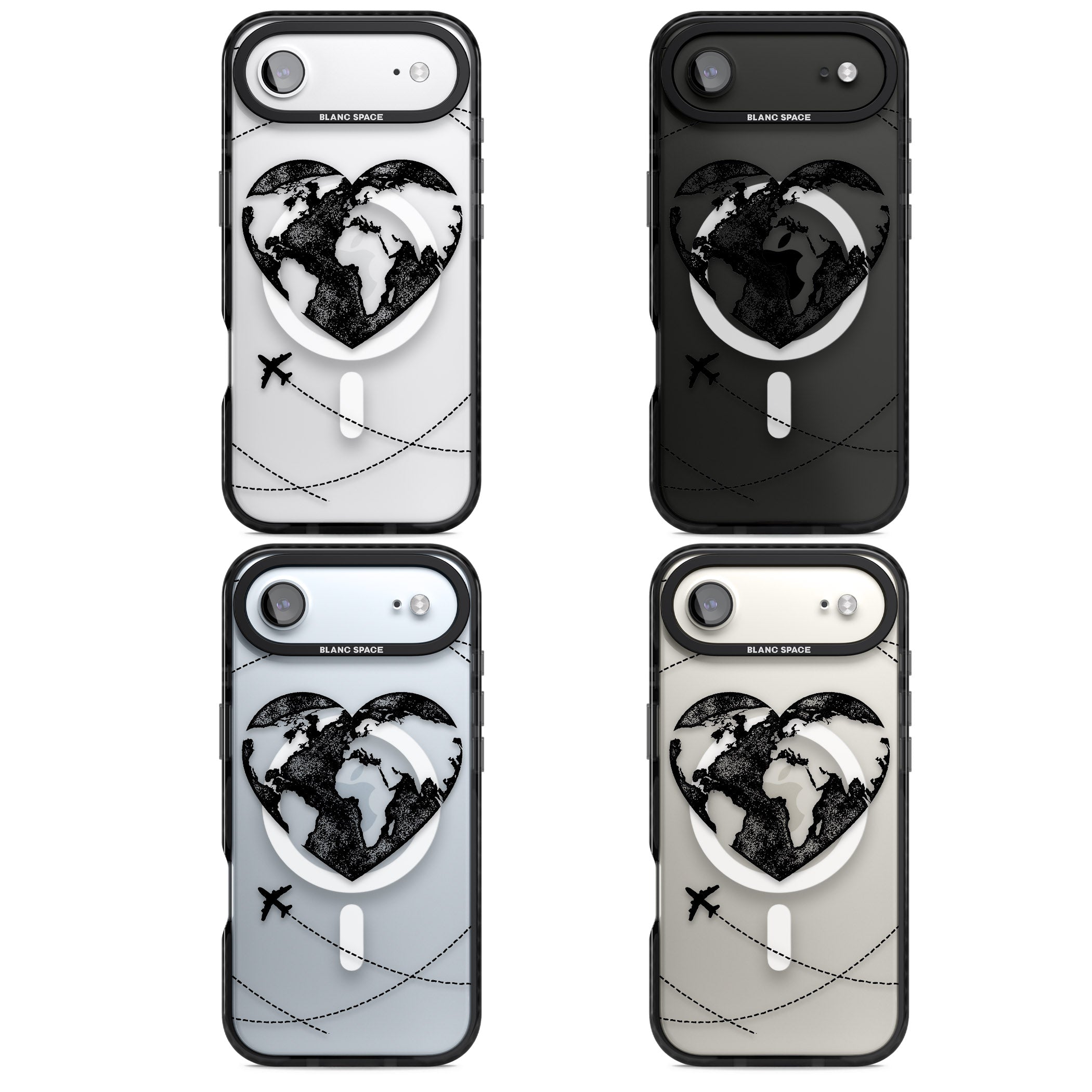 Globe Heart iPhone 17 Air Impact Pro Black Phone Case APT Impact Protection