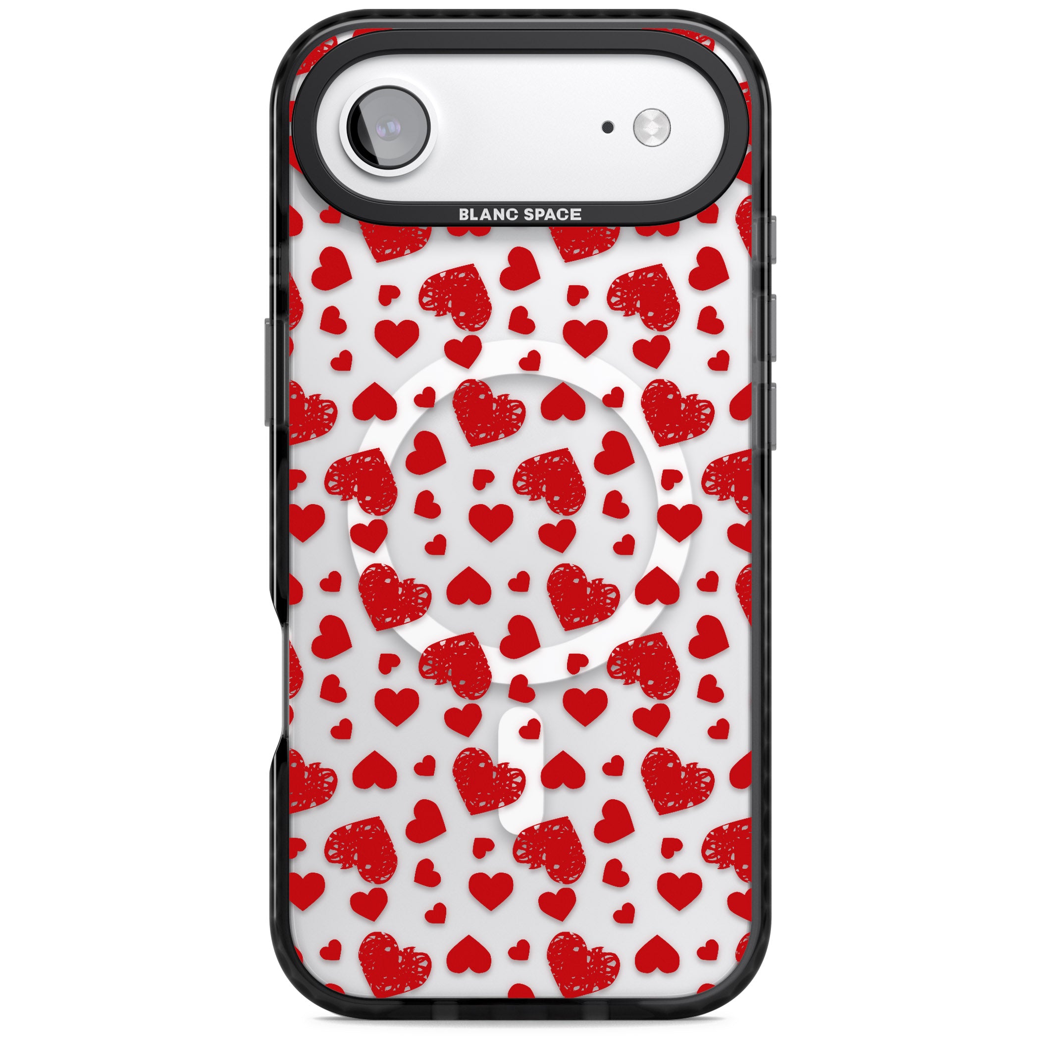 Red Heart Pattern Classic iPhone 17 Air Impact Pro Black Phone Case