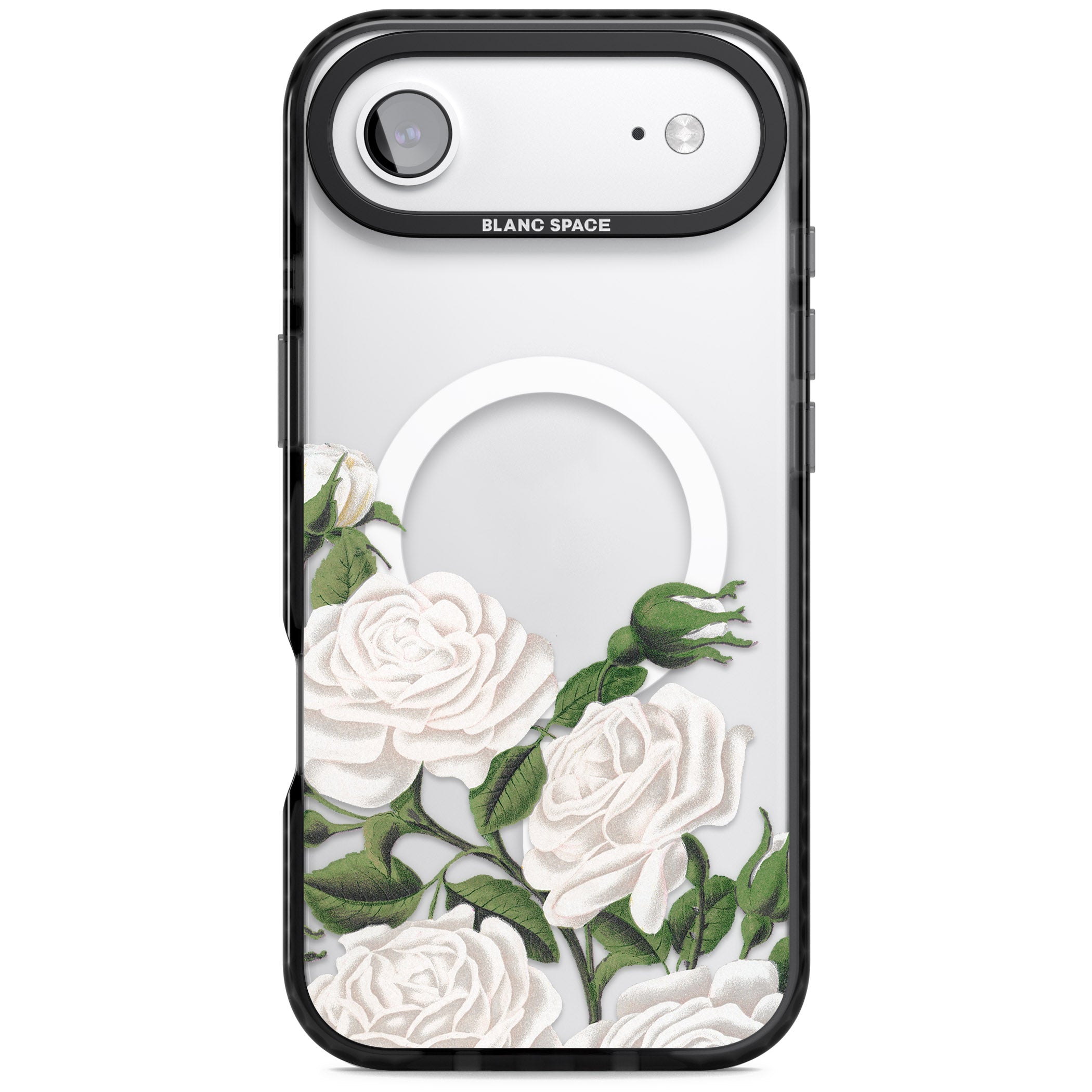 White Vintage Painted Flowers iPhone 17 Air Impact Pro Black Phone Case