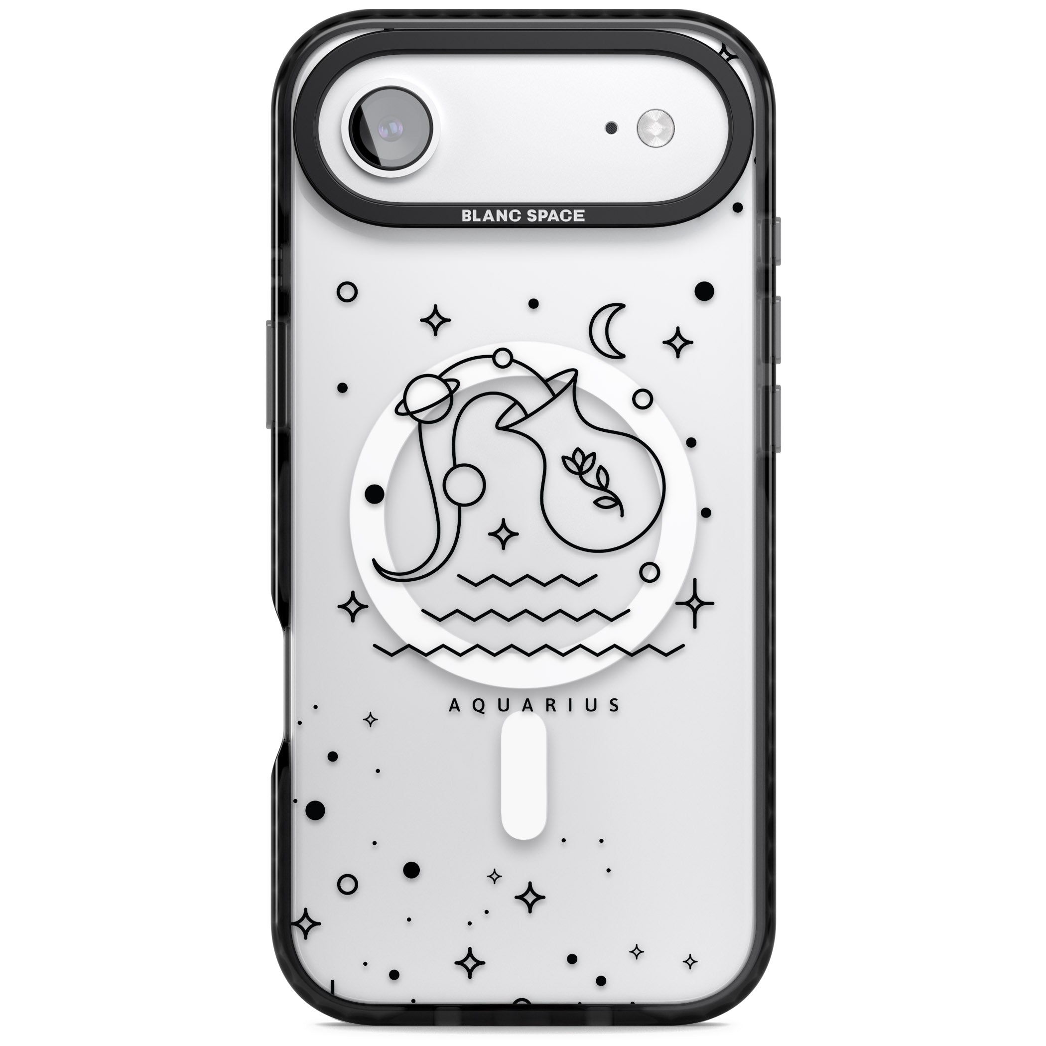 Aquarius Zodiac Symbol iPhone 17 Air Impact Pro Black Phone Case