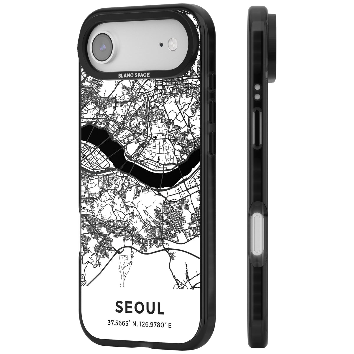 Seoul City Map iPhone Air Impact Black Phone Case side