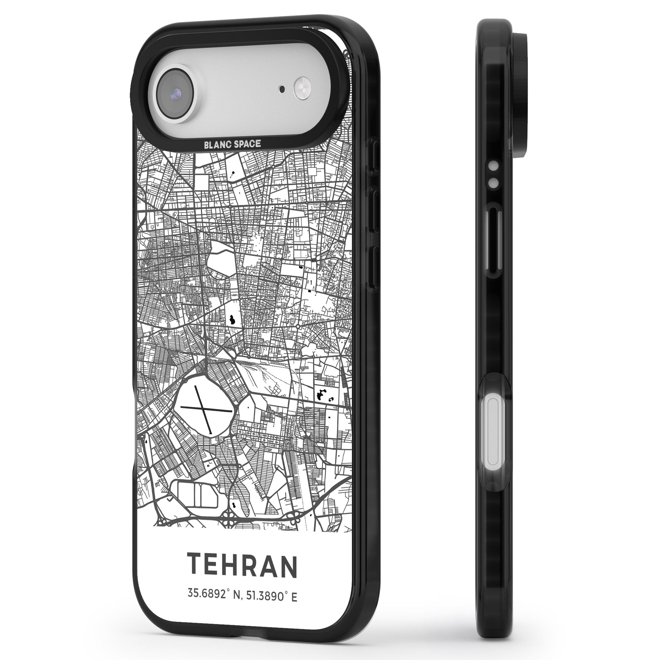 Tehran Map iPhone 17 Air Impact Black Phone Case Side Profile