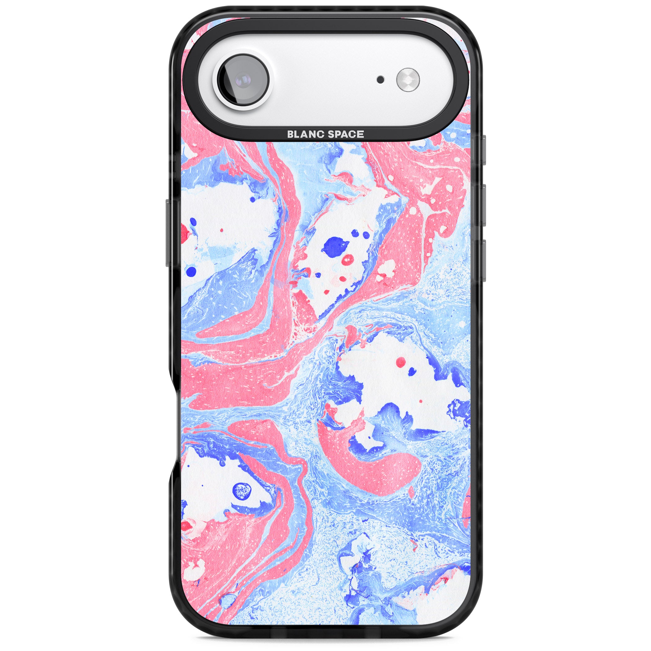 Pink, Blue & White Marbled Paper Pattern iPhone 17 Air Impact Black Phone Case