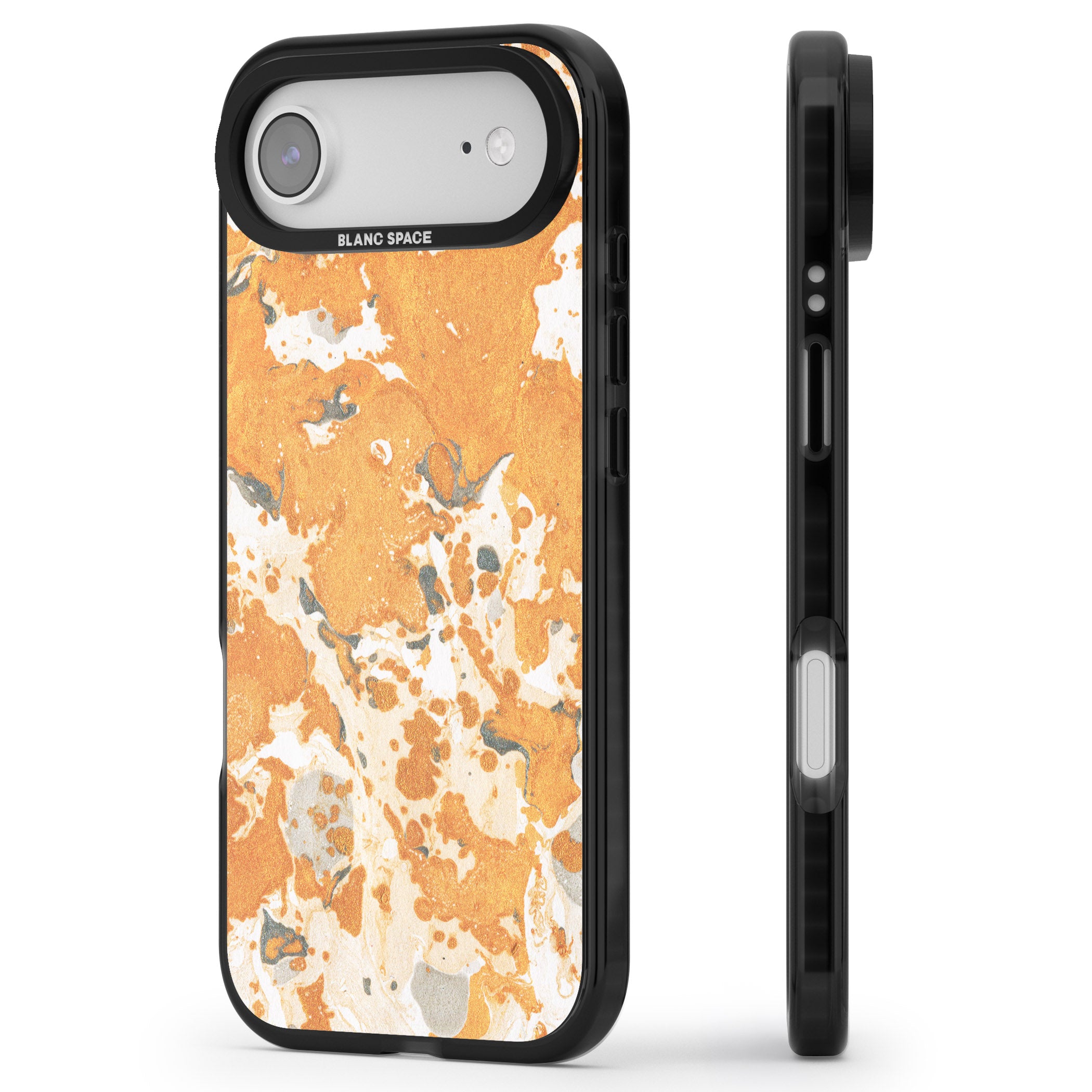 Orange Marbled iPhone 17 Air Impact Black Phone Case Side Profile