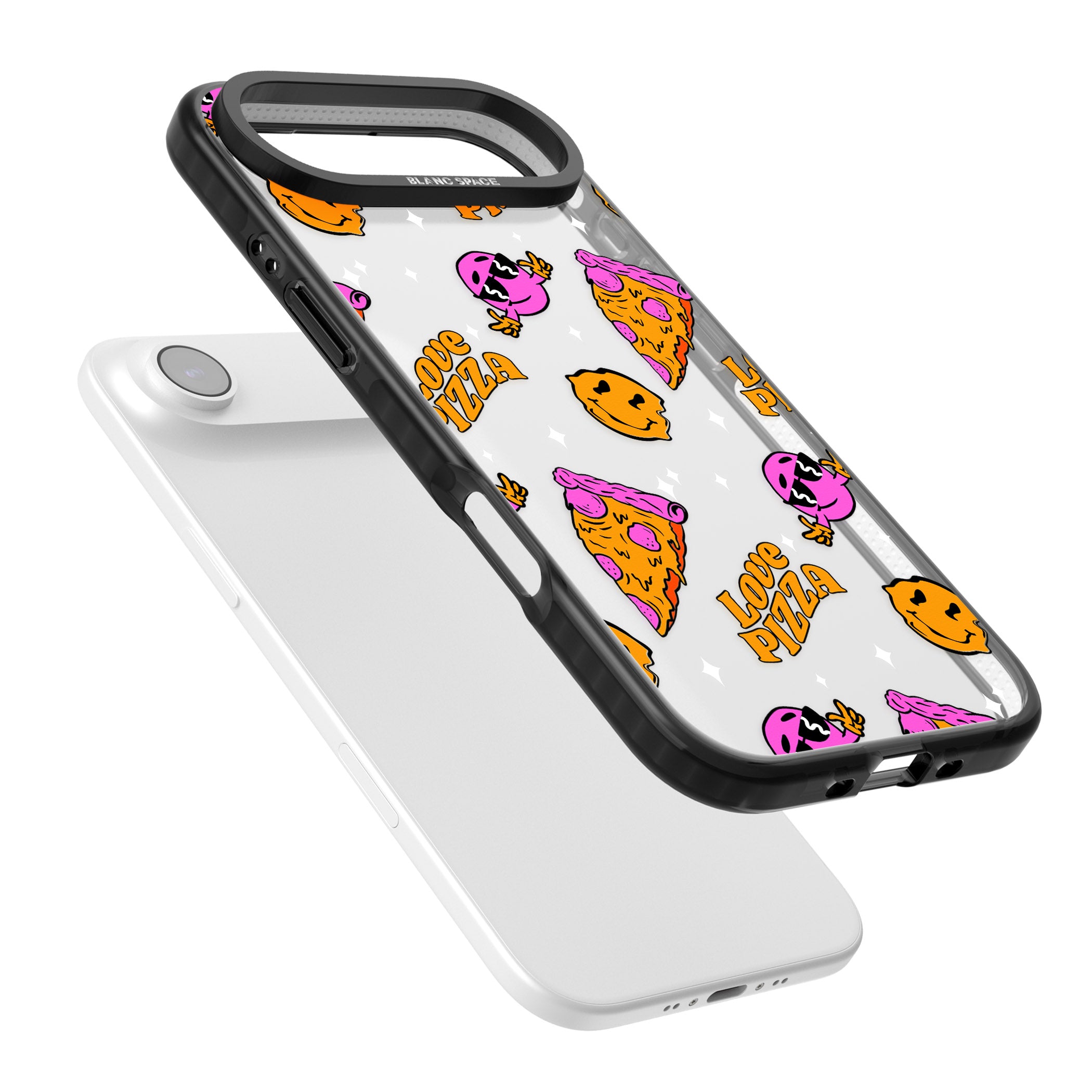Psychedelic Love Pizza Pattern (Clear) iPhone 17 Air Impact Black Phone Case Colours