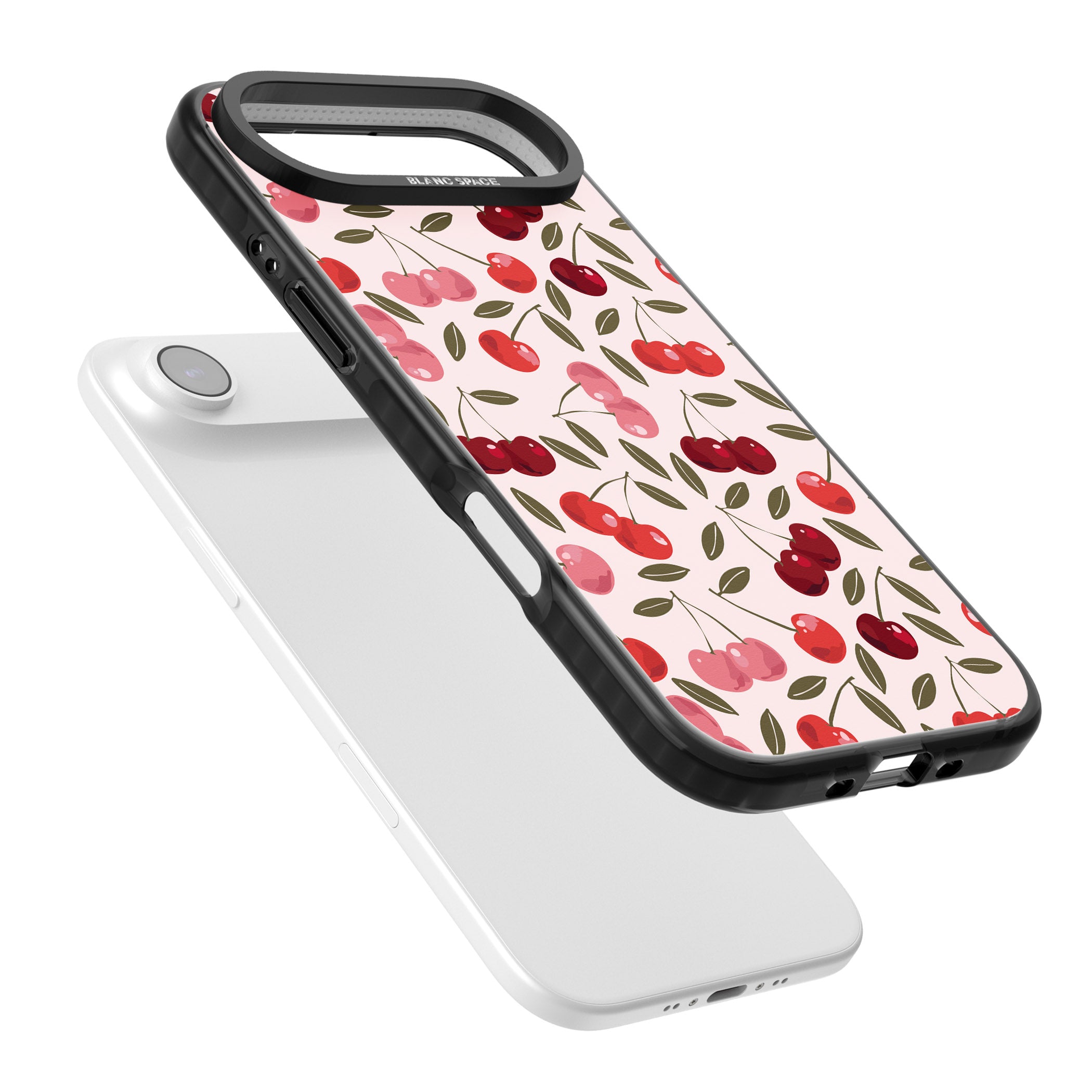 Fruity & Fun Patterns Cherries iPhone 17 Air Impact Black Phone Case Colours