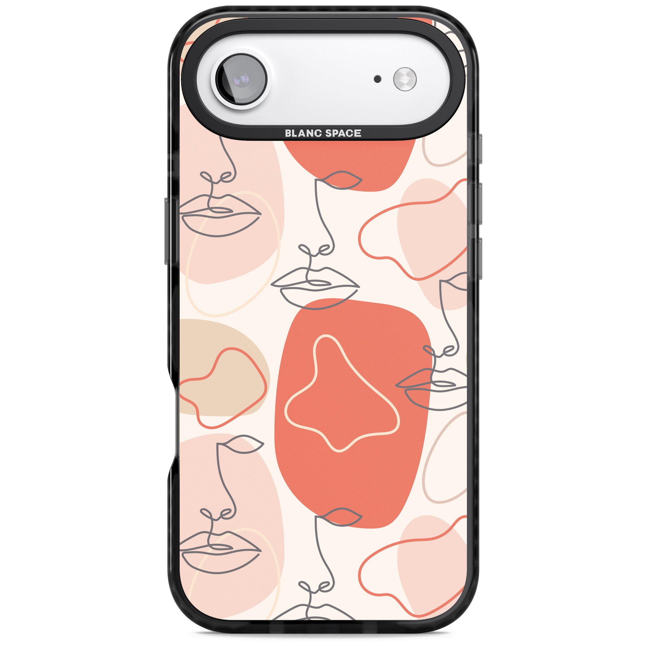 Abstract Face Line Art iPhone 17 Air Impact Black Phone Case