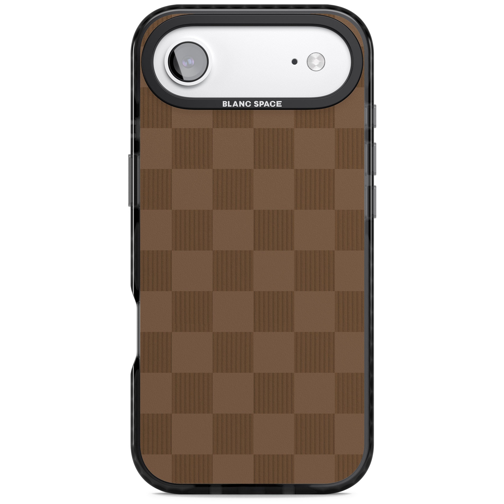 Chocolate Checkered iPhone 17 Air Impact Black Phone Case