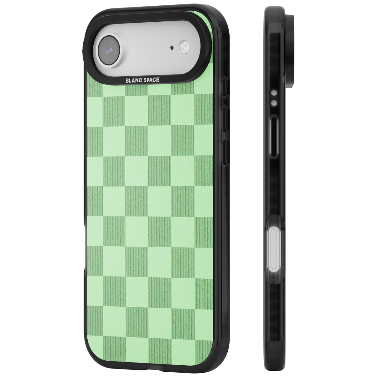Seafoam Checkered iPhone Air Impact Black Phone Case side