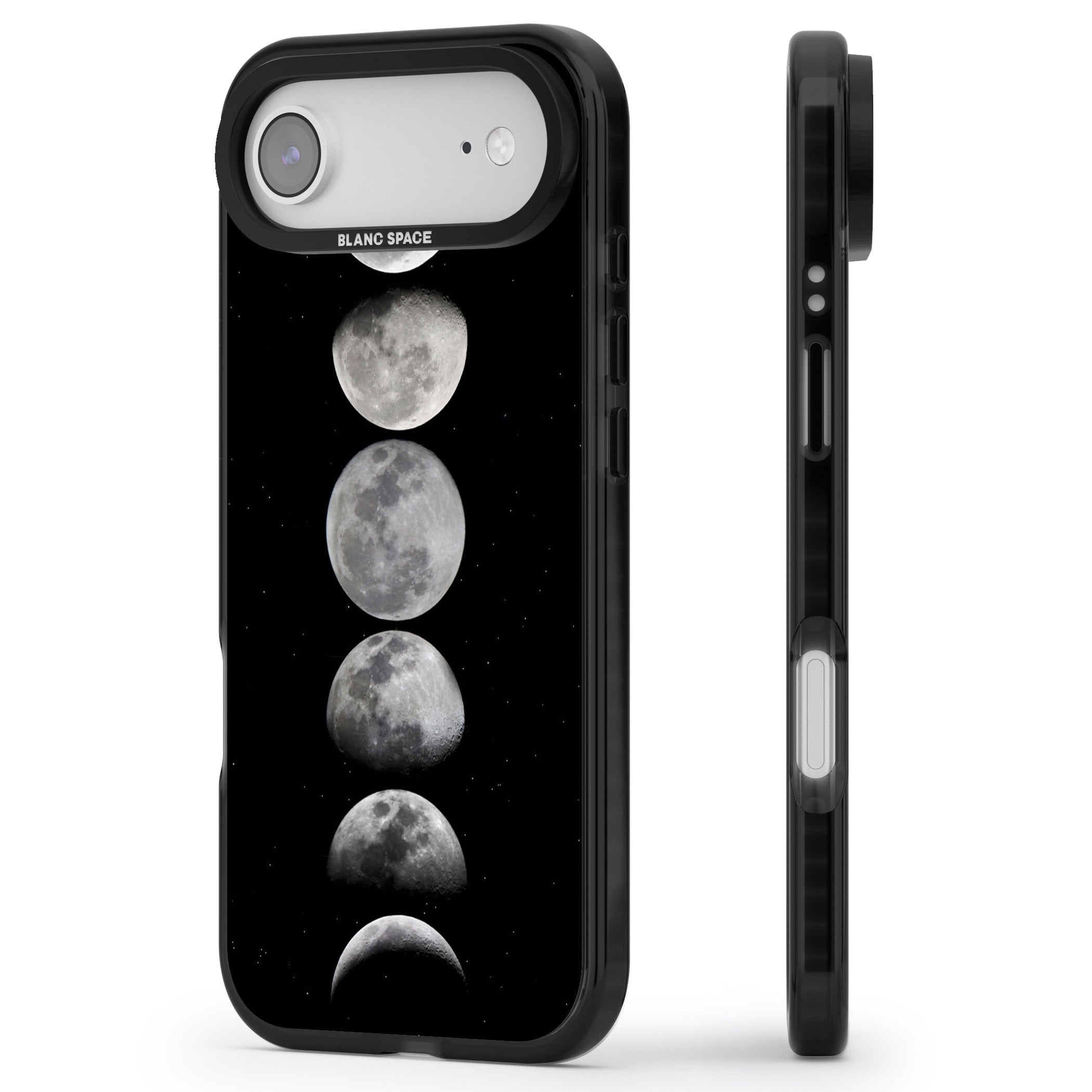 Phases Of The Moon iPhone 17 Air Impact Black Phone Case Side Profile