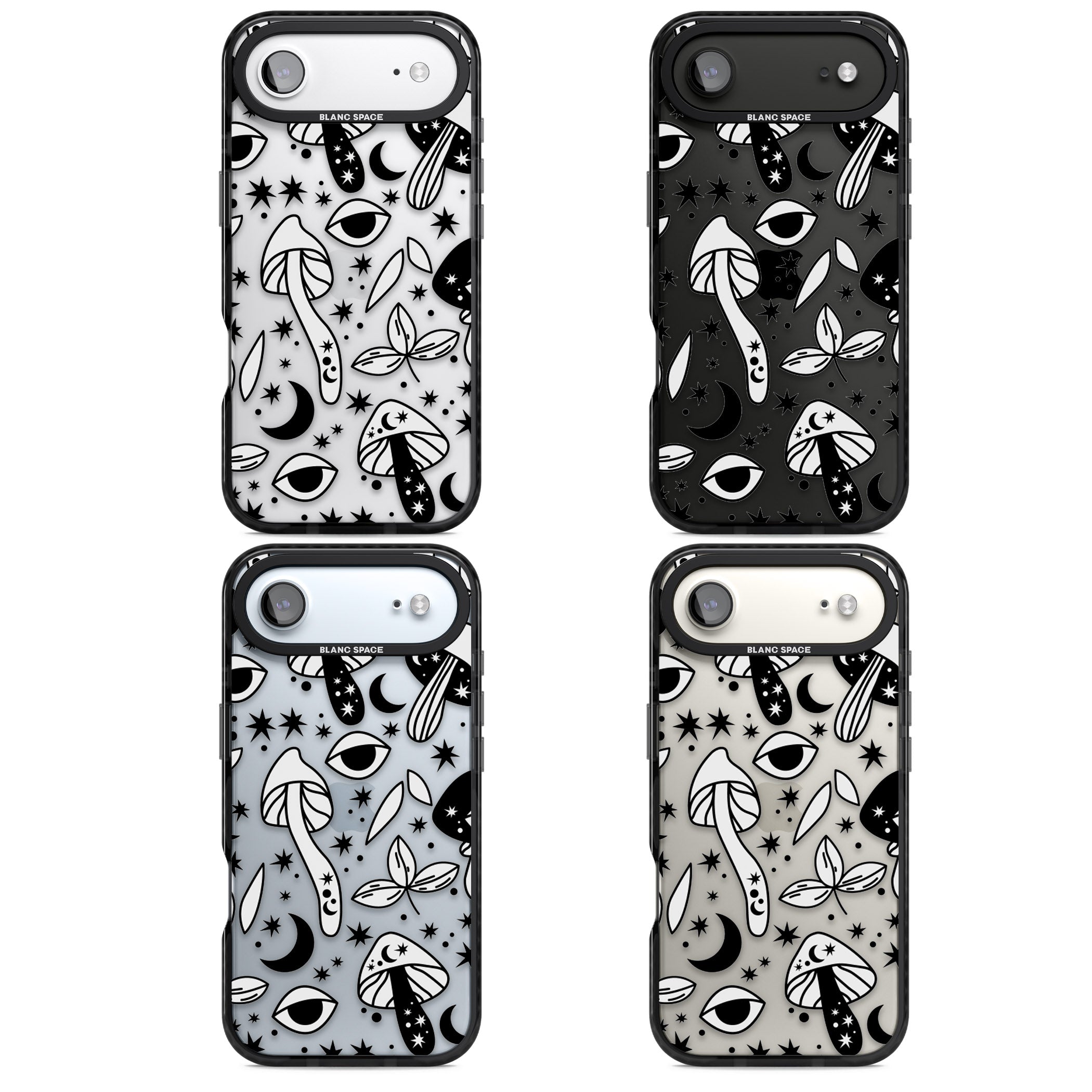 Mystic Mushrooms Pattern iPhone 17 Air Impact Black Phone Case APT Impact Protection