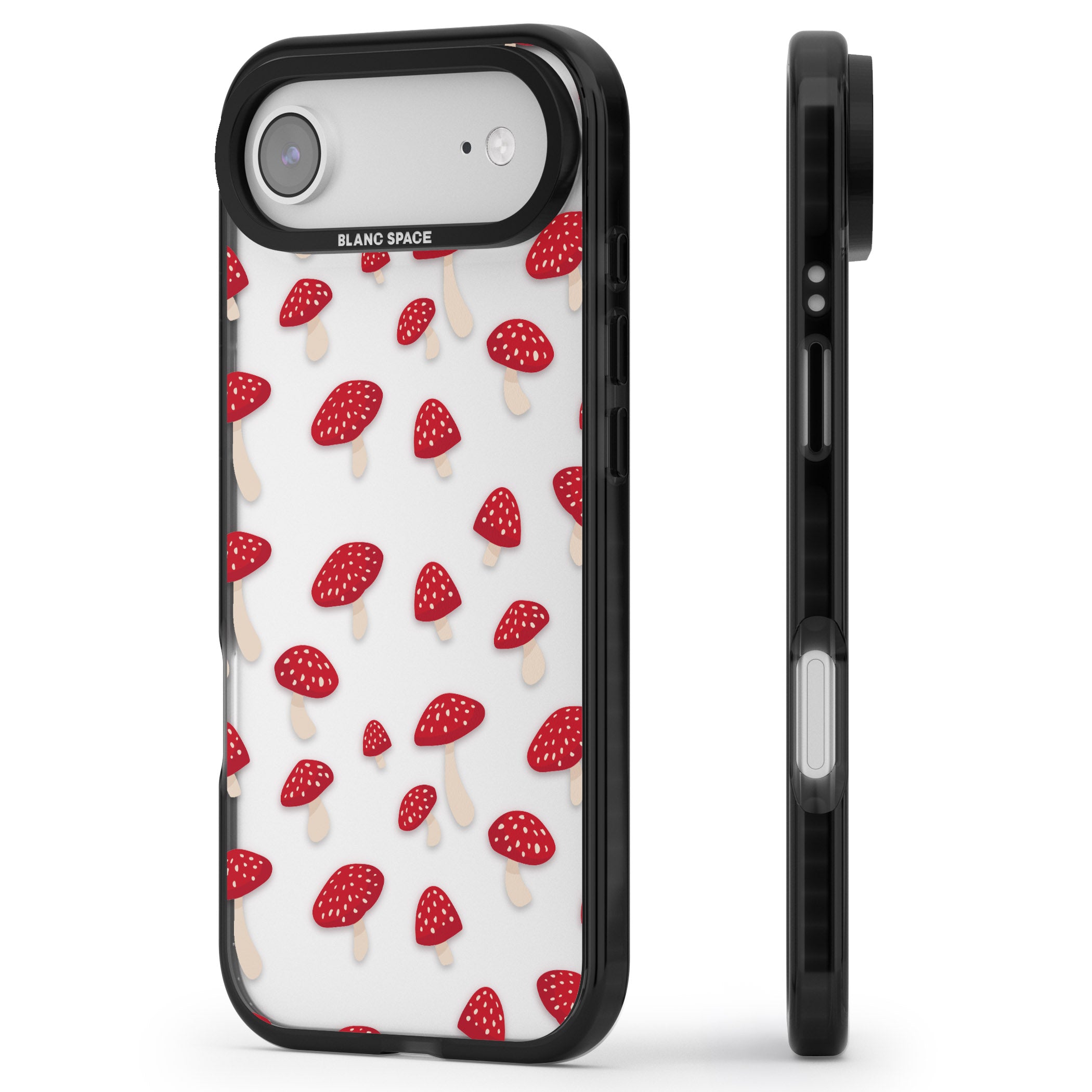 Magical Mushroom Pattern iPhone 17 Air Impact Black Phone Case Side Profile