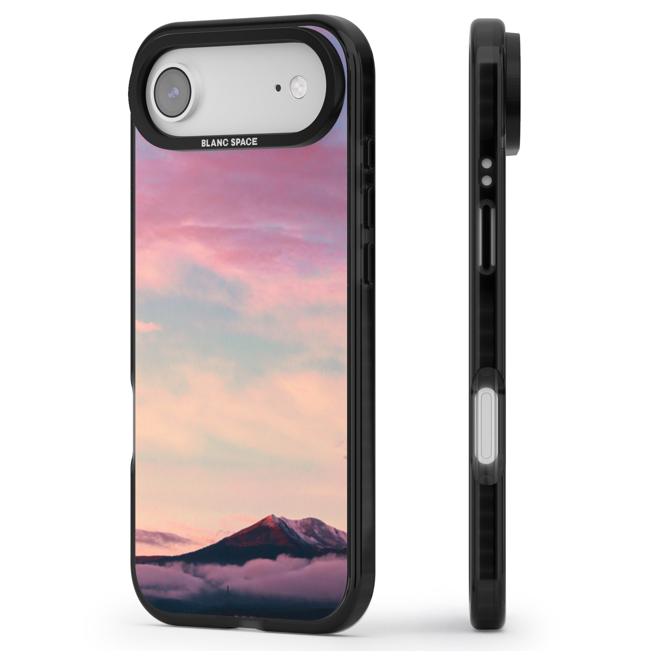 Pastel Mountain Sunset iPhone 17 Air Impact Black Phone Case Side Profile