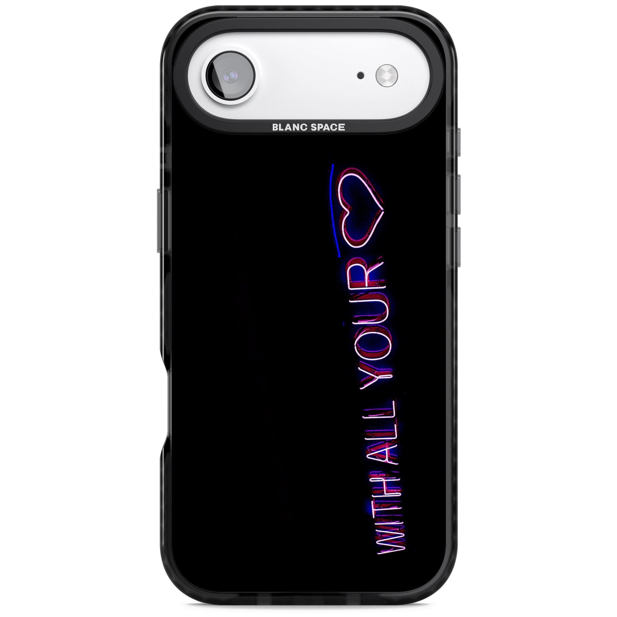 Neon Heart Script iPhone 17 Air Impact Black Phone Case