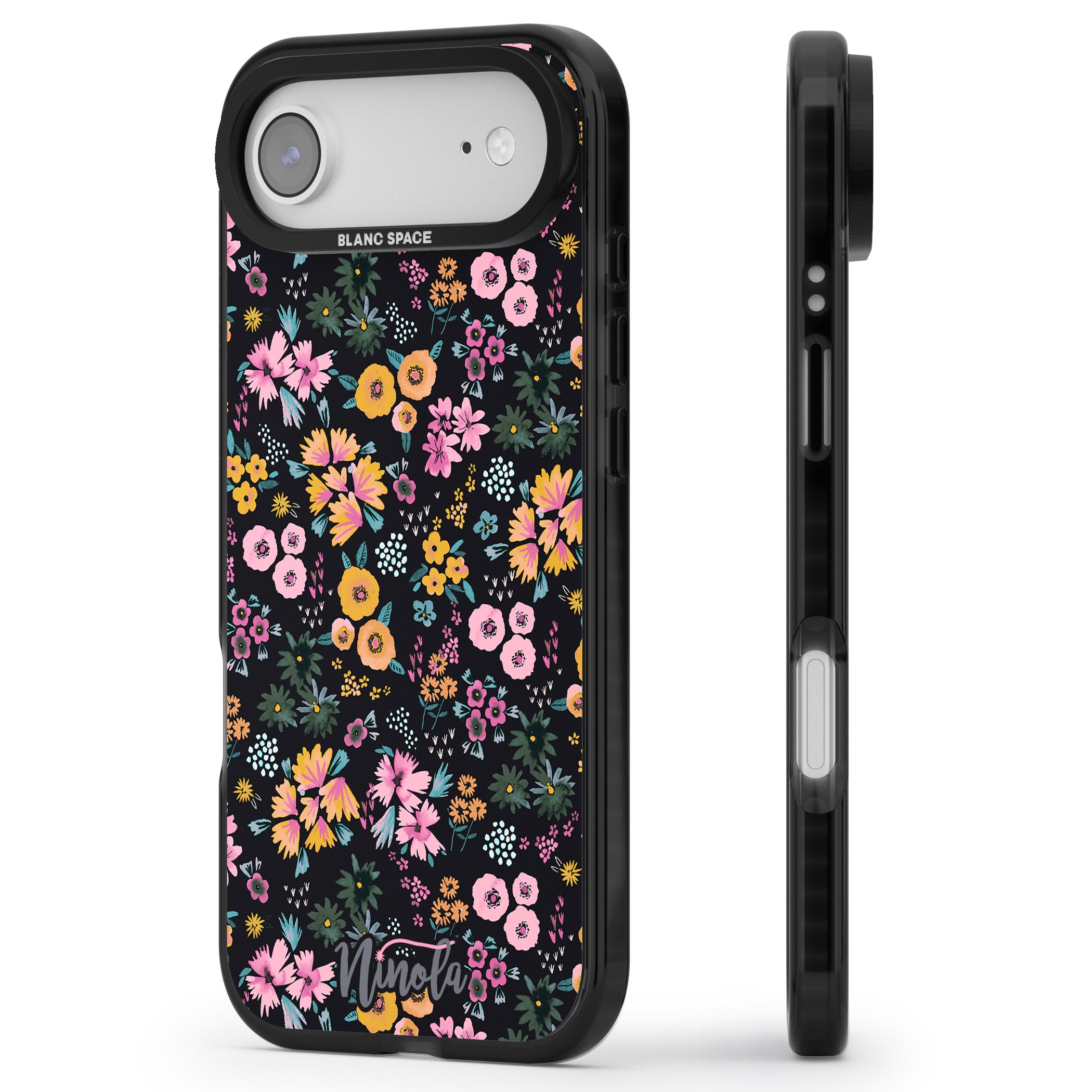 Blossom Field iPhone 17 Air Impact Black Phone Case Side Profile