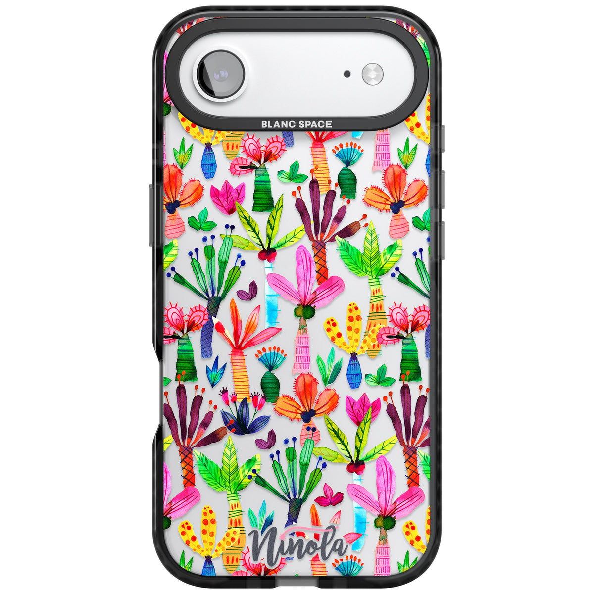 Tropical Botanical iPhone Air Impact Black Phone Case front