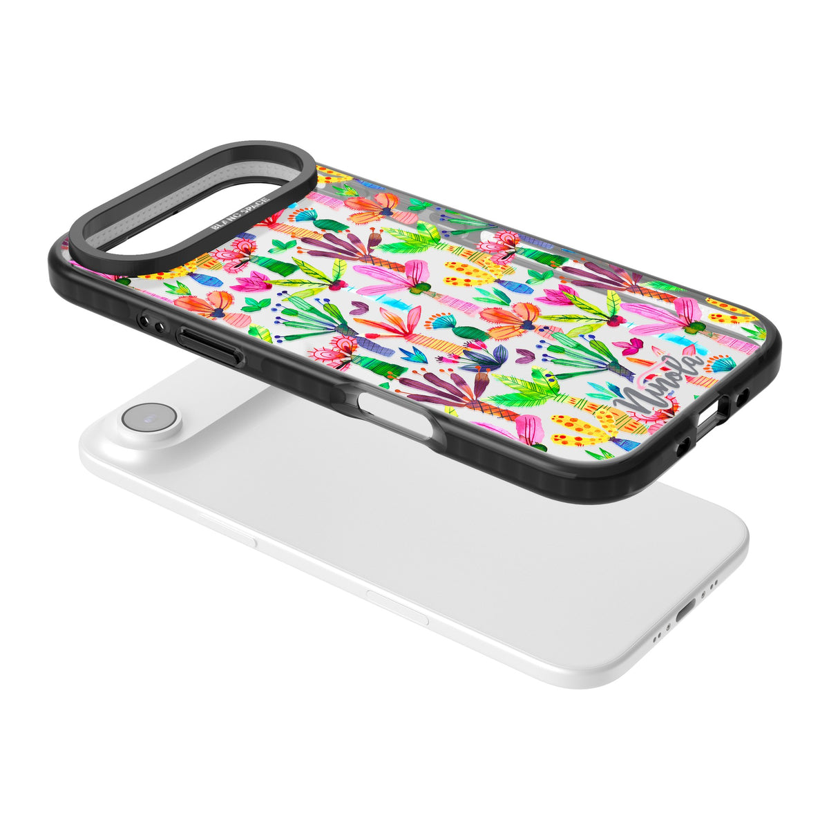Tropical Botanical iPhone Air Impact Black Phone Case angled