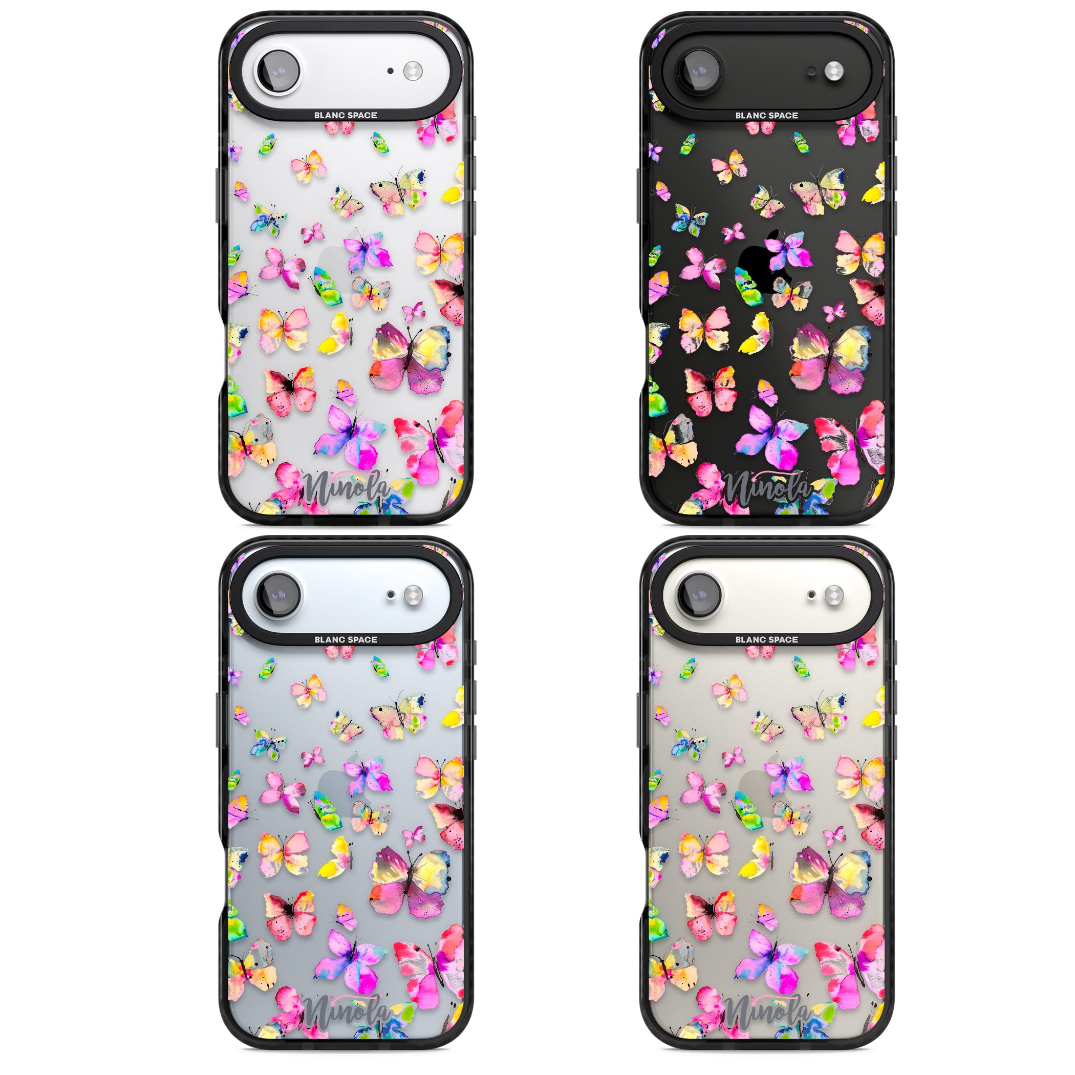 Watercolor Butterflies iPhone 17 Air Impact Black Phone Case APT Impact Protection
