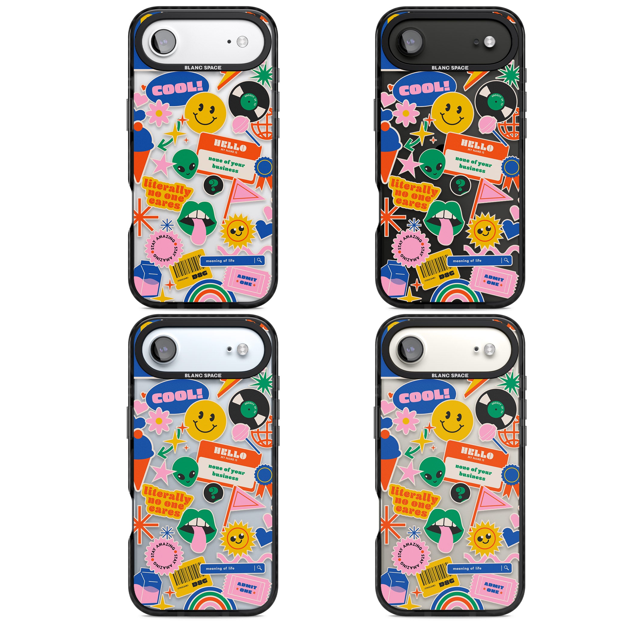 Nostalgic Sticker Vibes iPhone 17 Air Impact Black Phone Case APT Impact Protection
