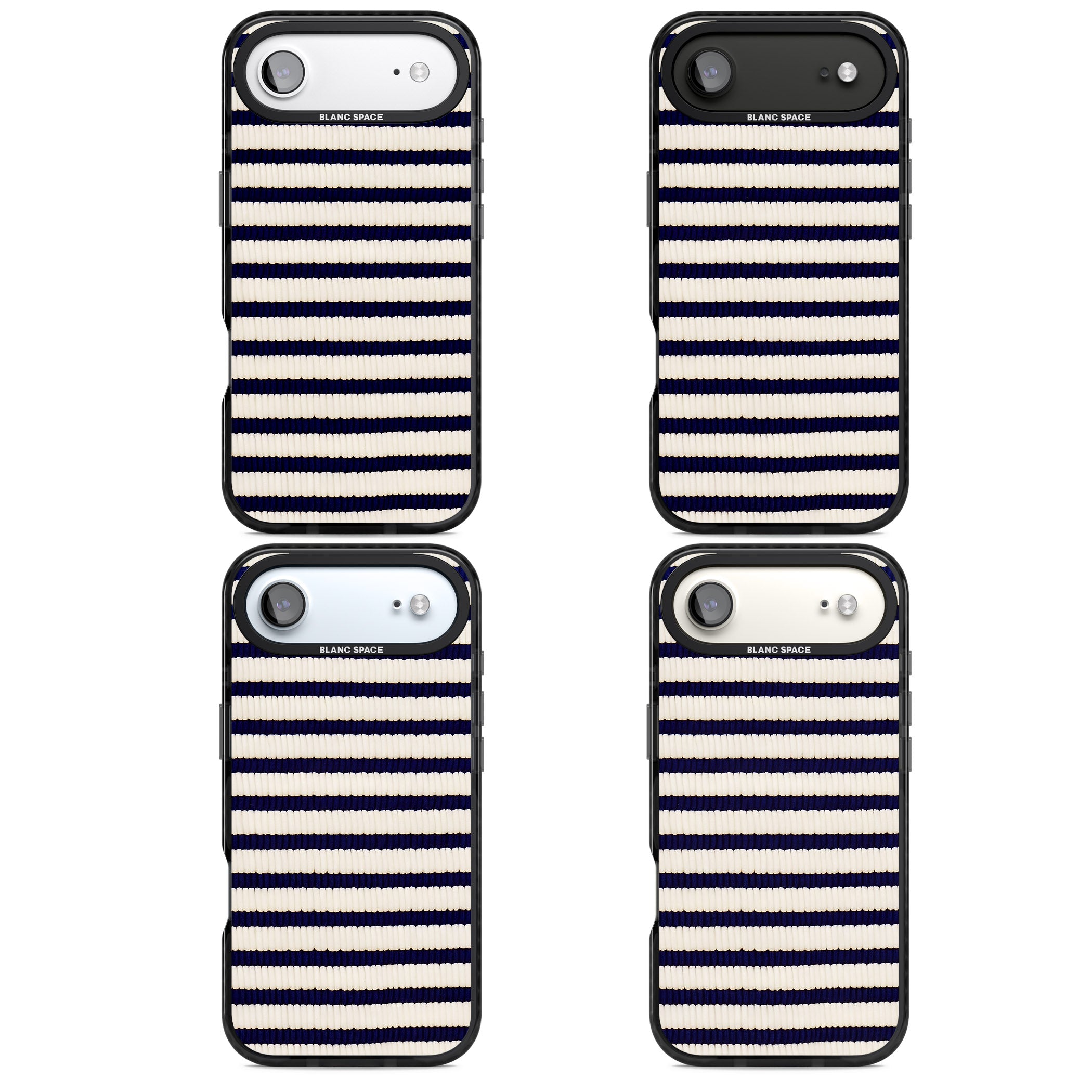 Navy & Cream Stripes iPhone 17 Air Impact Black Phone Case APT Impact Protection