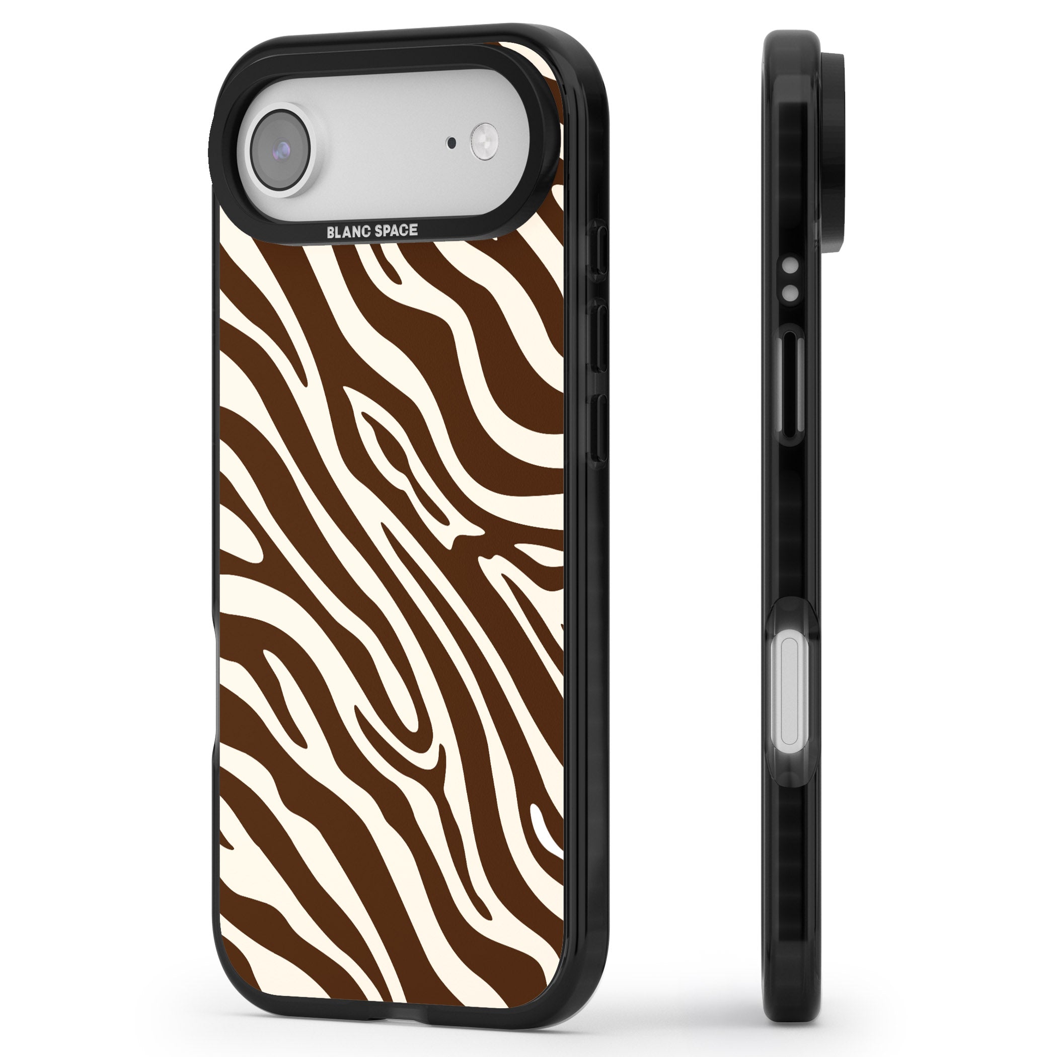 Brown & Cream Zebra iPhone 17 Air Impact Black Phone Case Side Profile