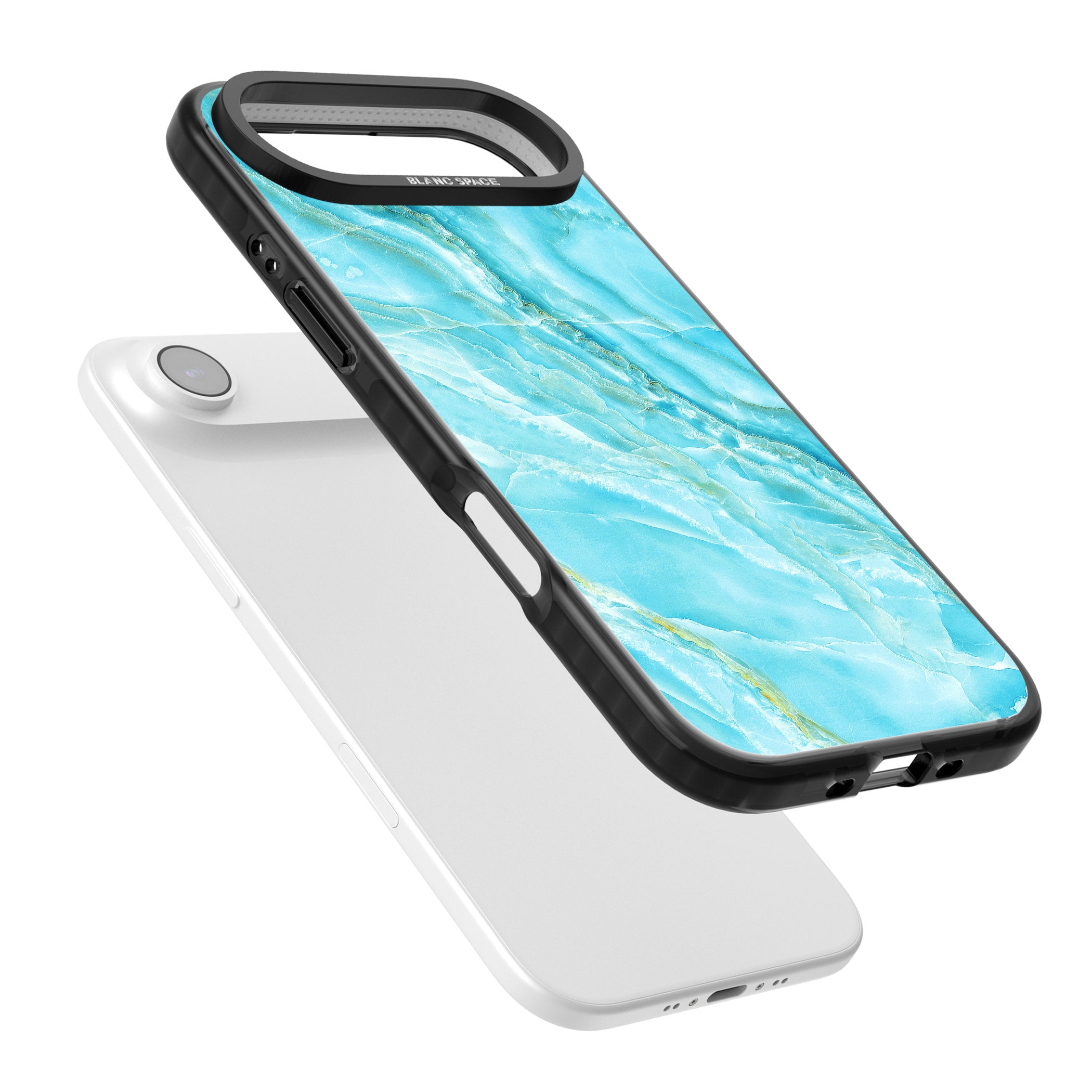 Blue Onyx Marble iPhone 17 Air Impact Black Phone Case Colours