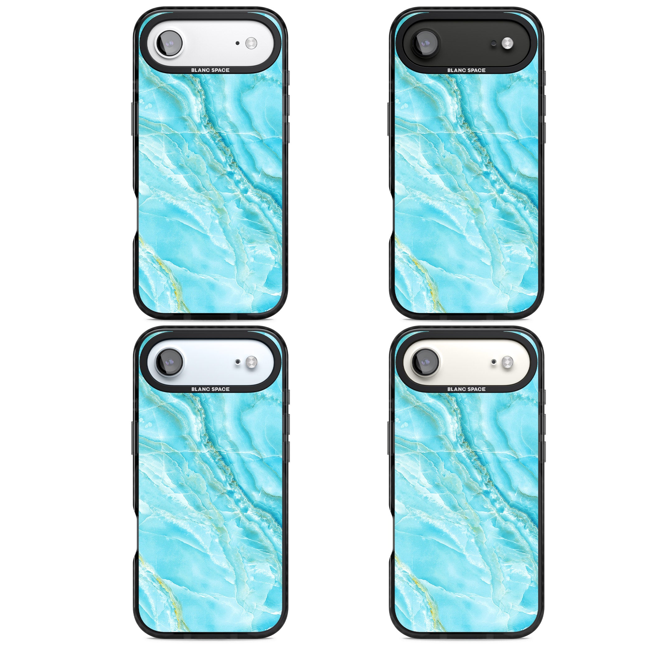 Blue Onyx Marble iPhone 17 Air Impact Black Phone Case APT Impact Protection