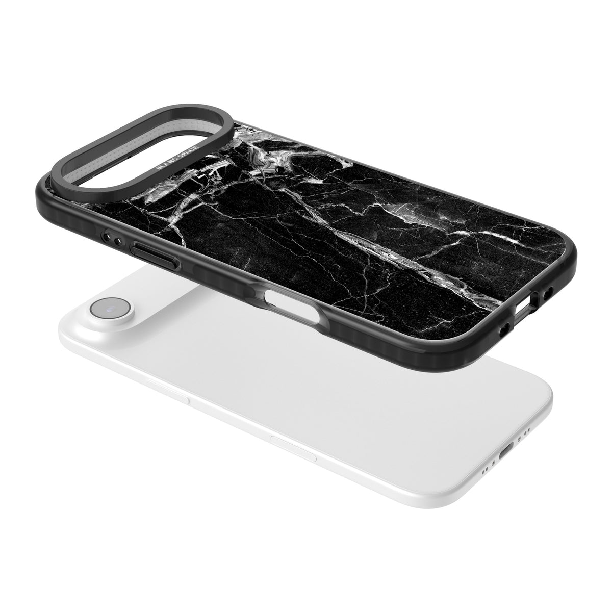 Black Onyx Marble iPhone Air Impact Black Phone Case angled