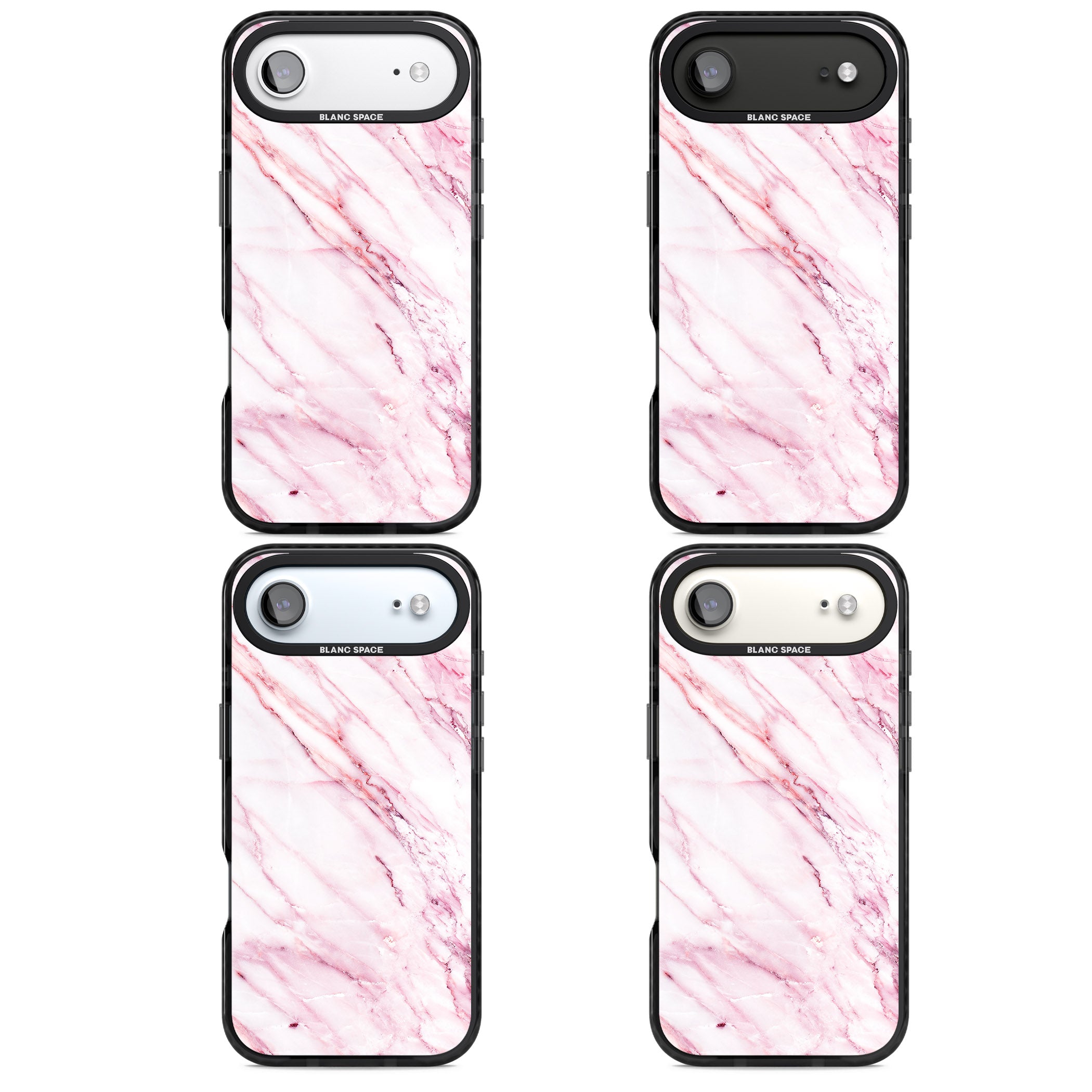 White Pink Onyx Marble iPhone 17 Air Impact Black Phone Case APT Impact Protection