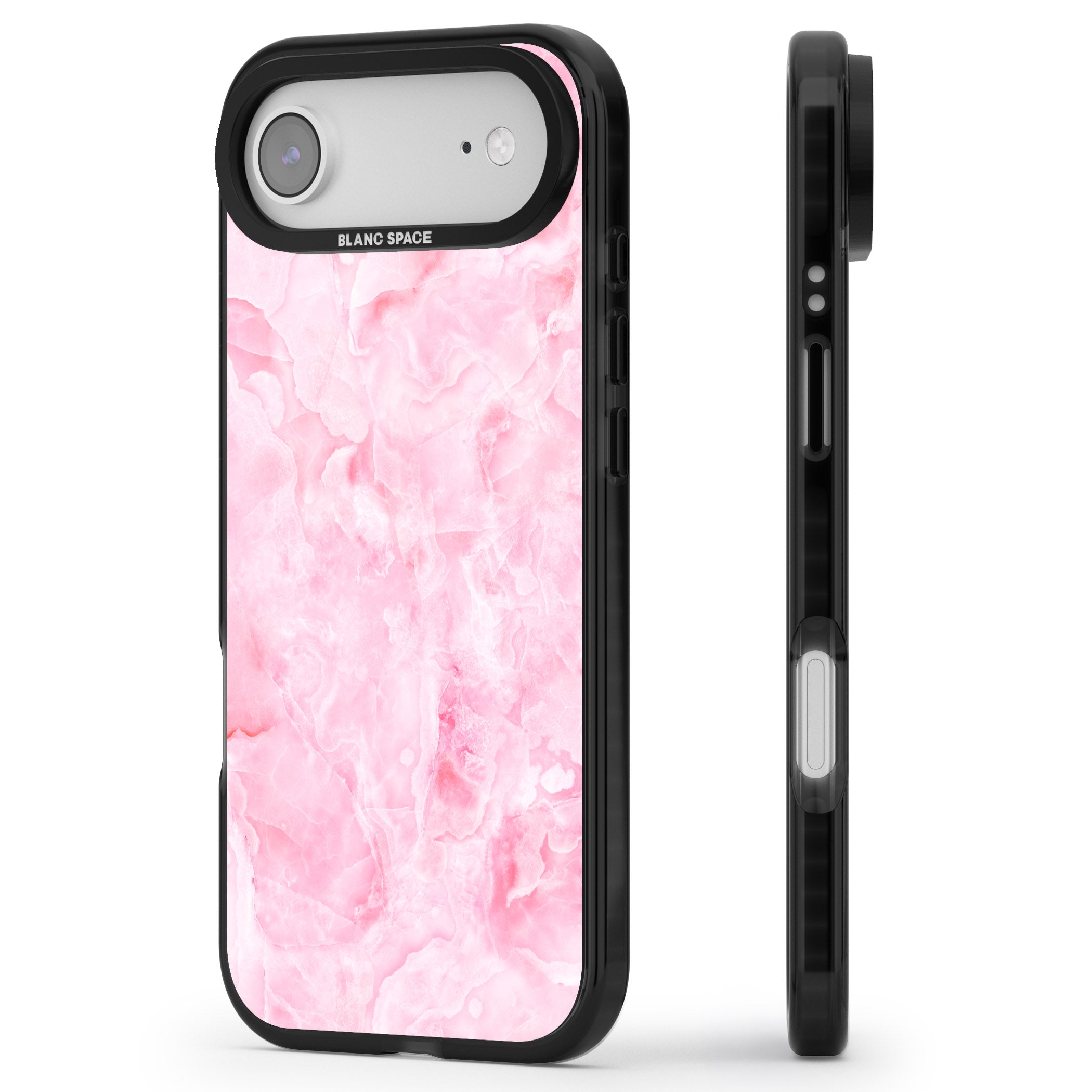 Pink Onyx Marble iPhone 17 Air Impact Black Phone Case Side Profile